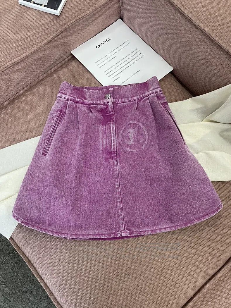 Chanel Chanel Pink logo letter double C denim skirt short skirt Size 26" / US 2 / IT 38 - 1 Thumbnail