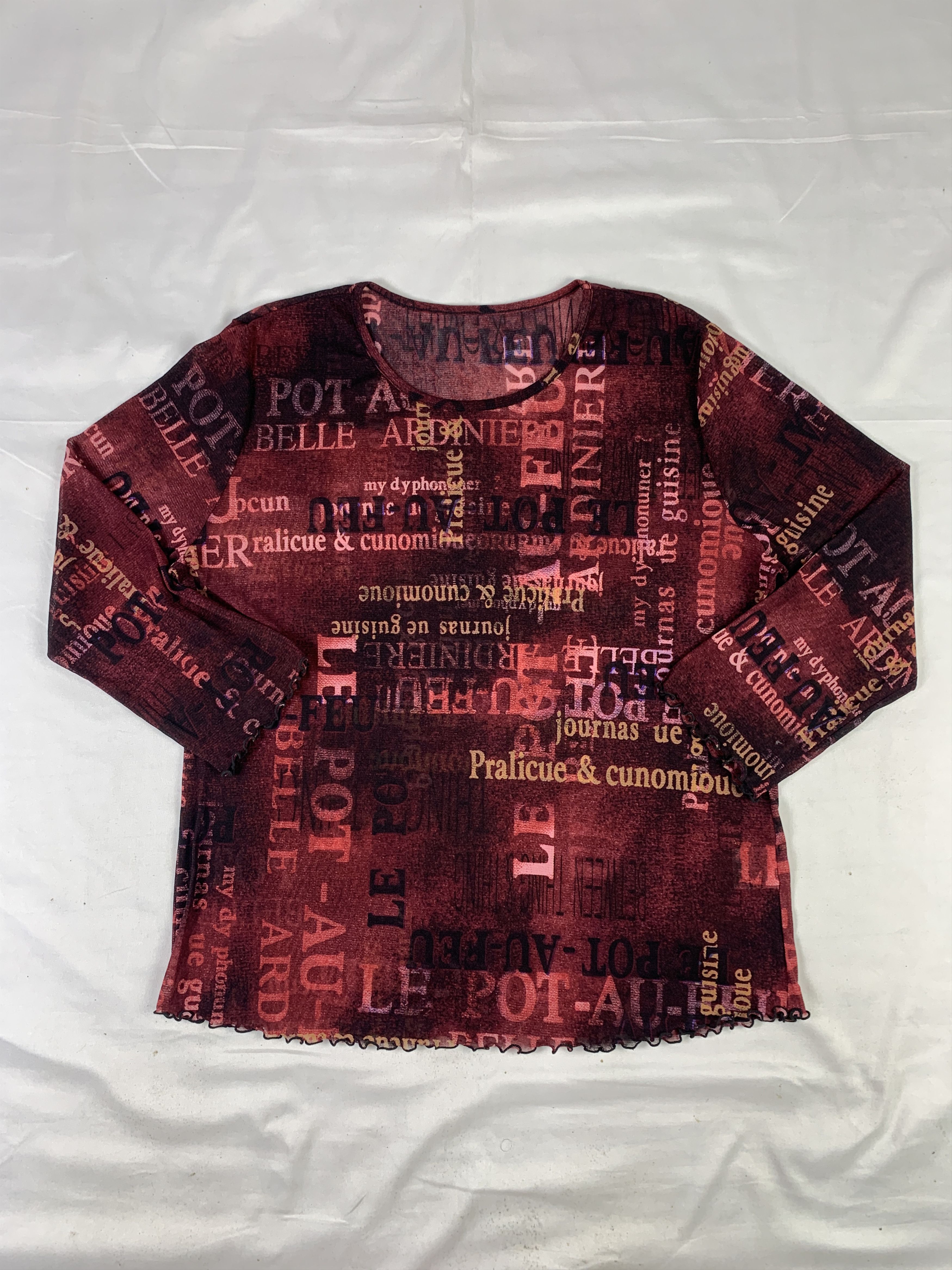 Japanese Brand Almane Word Printed Mesh Top (M to L) Size L / US 10 / IT 46 - 1 Thumbnail