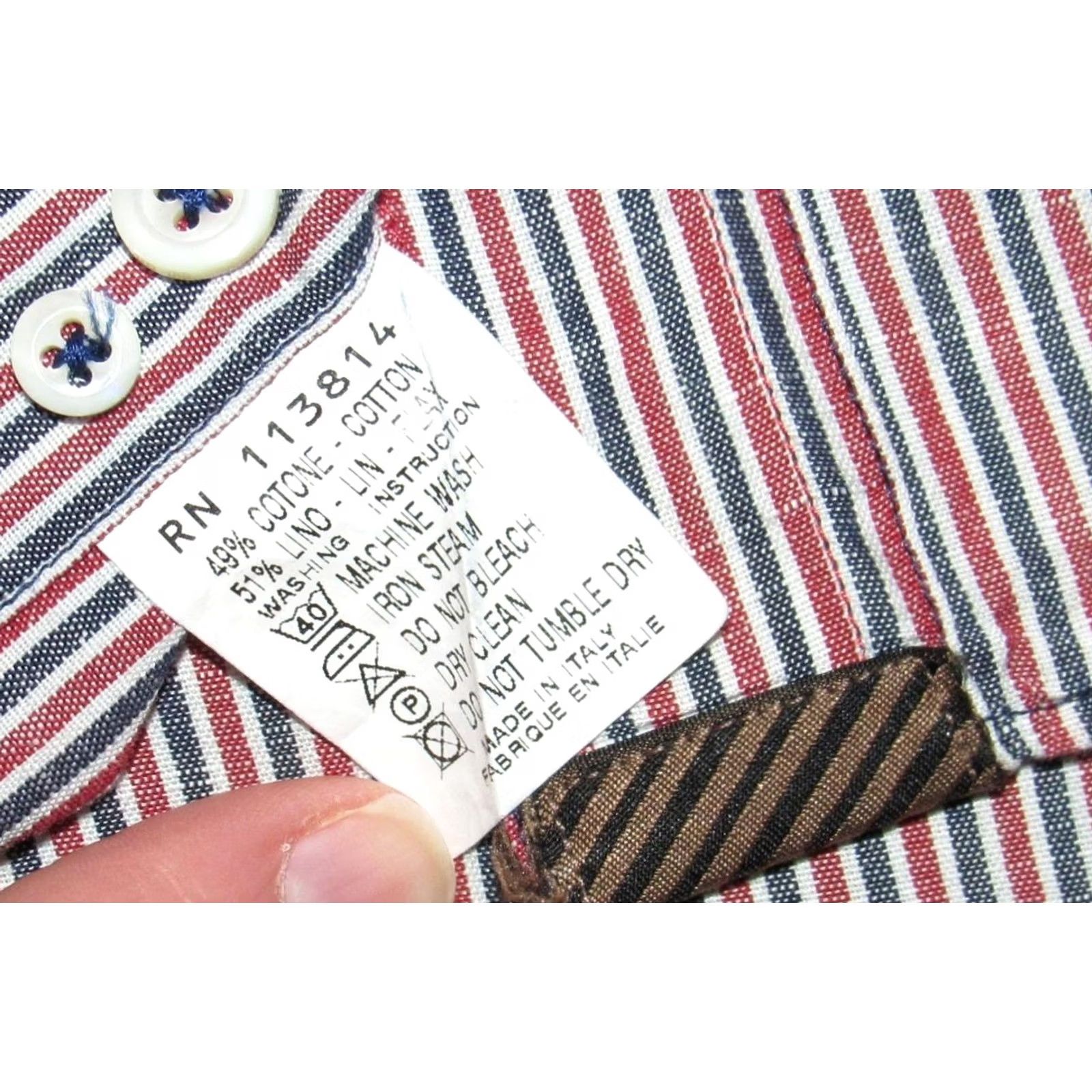 Billy Reid BILLY REID Red Blue Linen Cotton Blend Long Sleeve Button Down Shirt Large Shirt Mens XS? Size US L / EU 52-54 / 3 - 3 Thumbnail