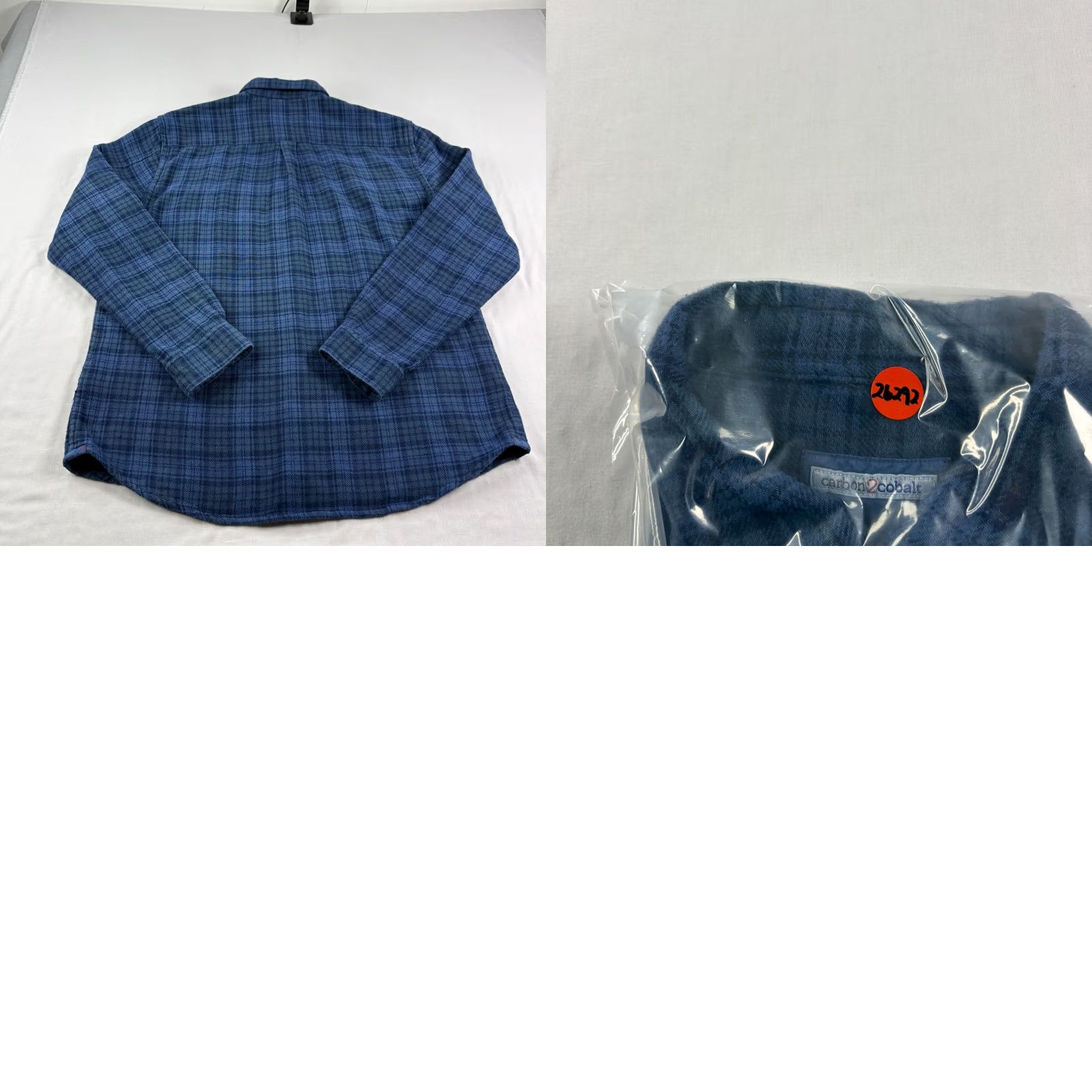 Carbon Carbon Flannel Shirt Mens Large Blue Plaid Button Up Casual Pocket Size US L / EU 52-54 / 3 - 8 Thumbnail