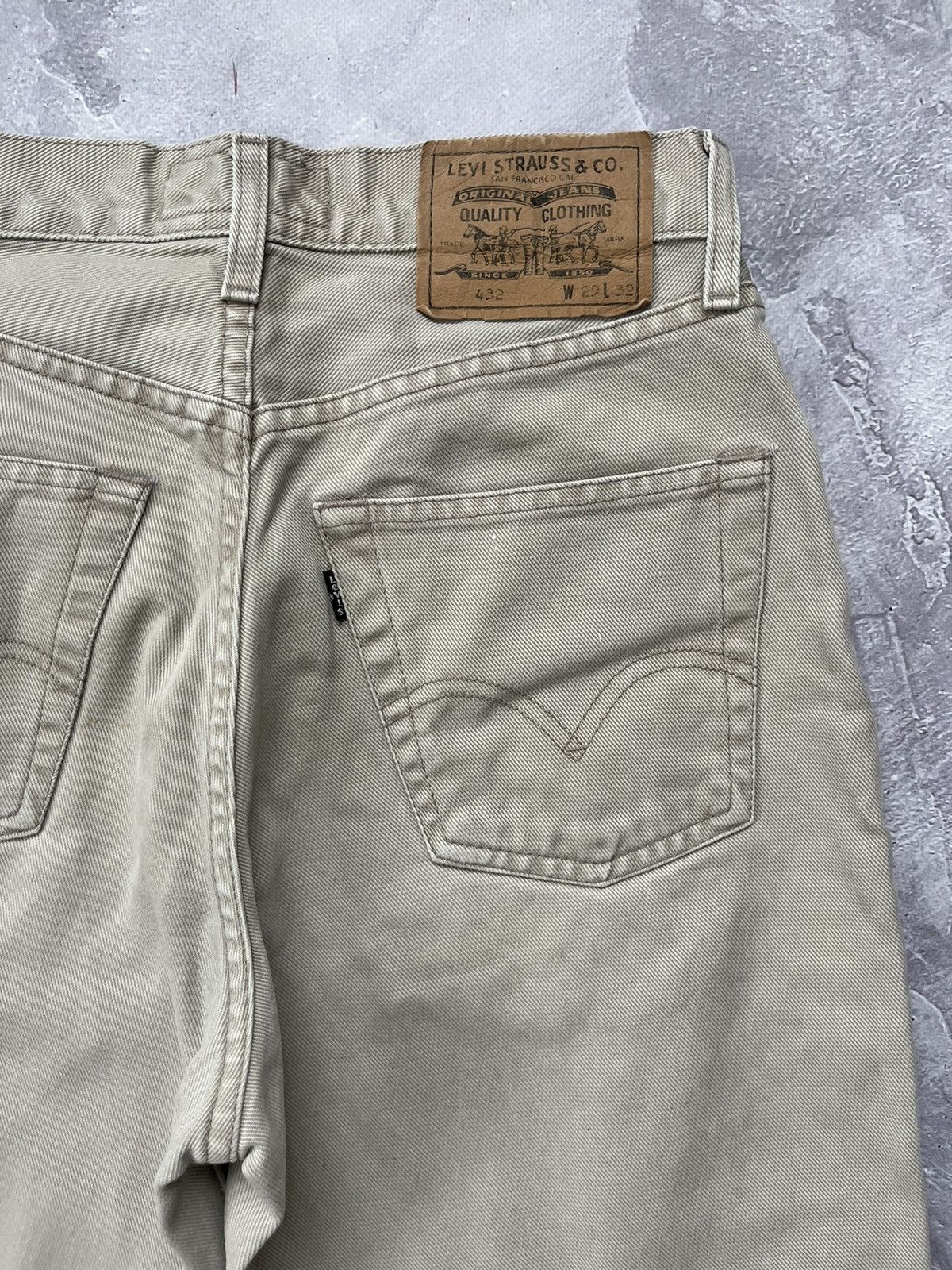 Levi's Crazy Vintage 90s Levis Jeans 432 Denim Pants Beige 29x32 Size 29" - 7 Thumbnail