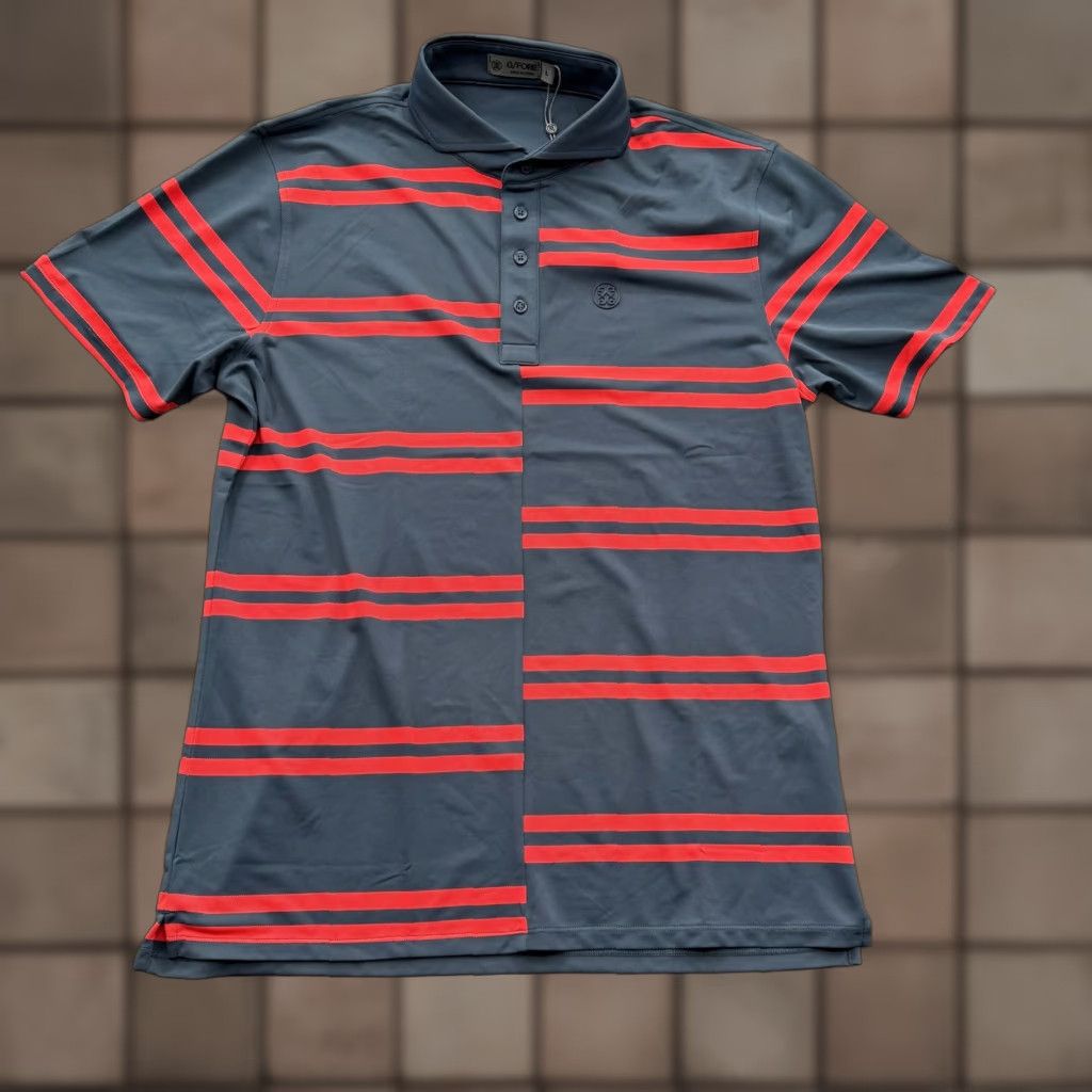G/FORE G/FORE Polo Shirt Mens Large Gray Red Stripe Performance Golf Stretch G4MS23K182 Size US L / EU 52-54 / 3 - 1 Thumbnail