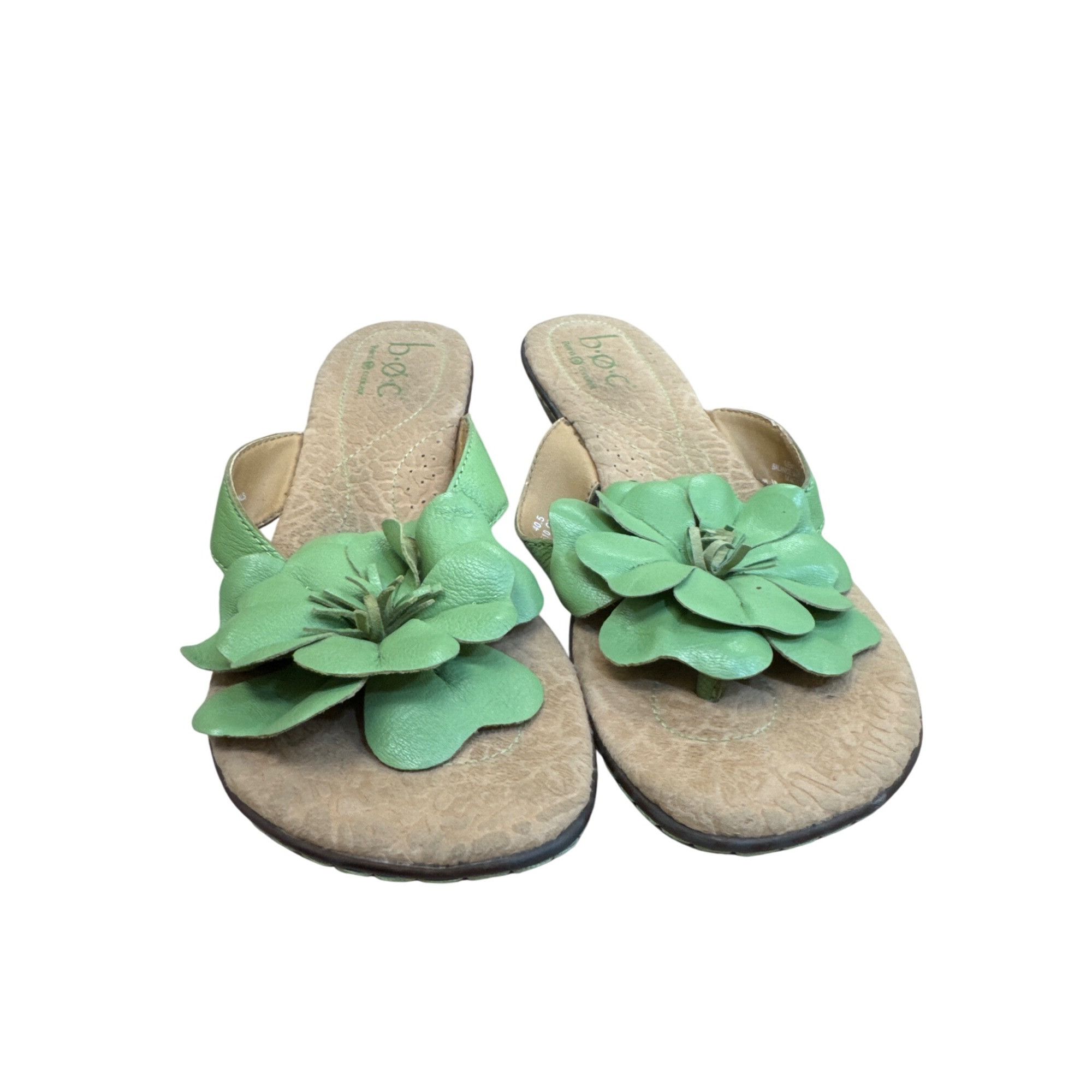 Boc B.O.C Womens Green Beige Leather Floral Slip-On Sandals Size Size US 9 / IT 39 - 5 Thumbnail