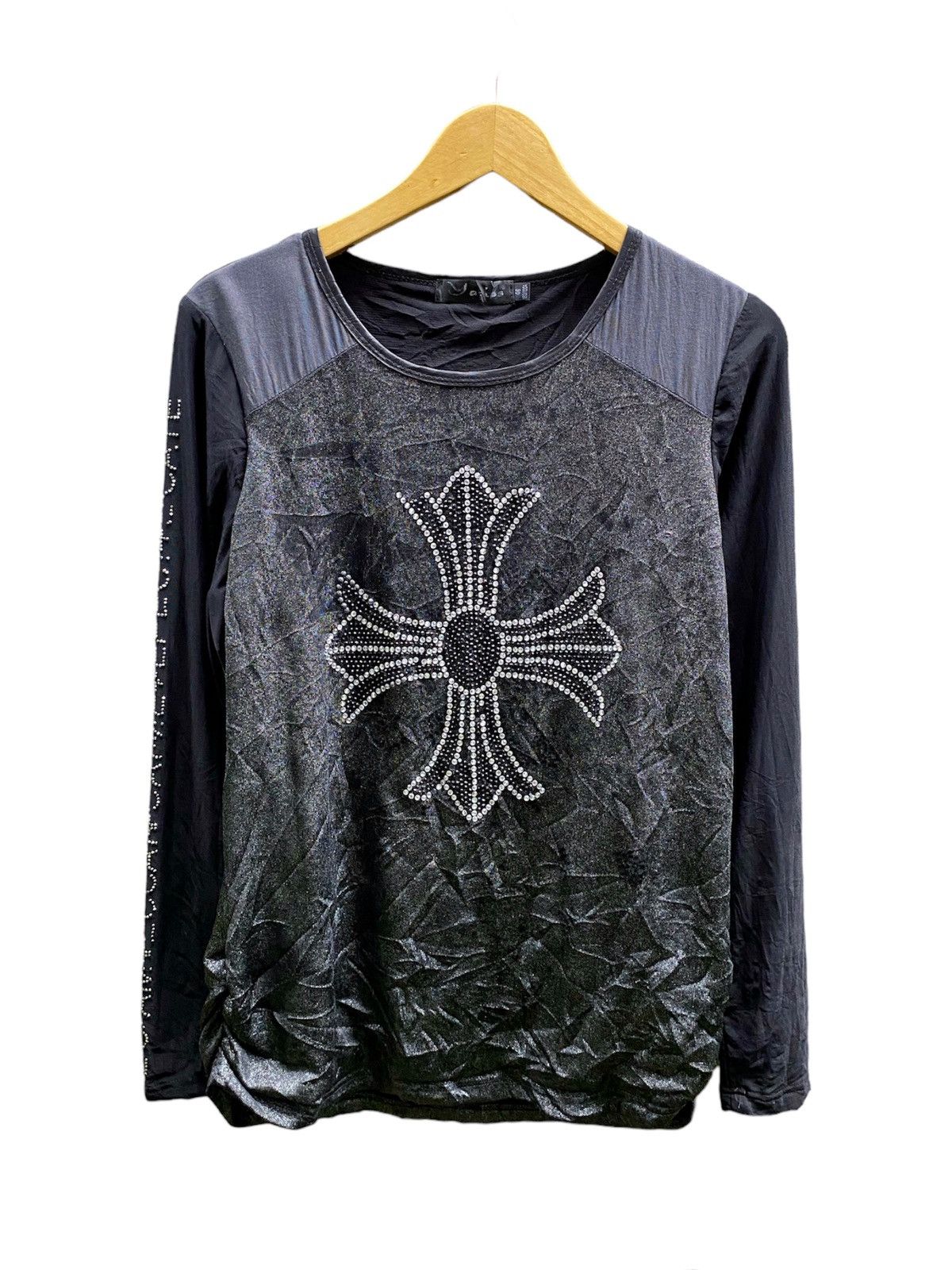 image of Hysteric Glamour x If Six Was Nine Japanese Cross Logo Swarovski Long Sleeve in Black (Size Medium)