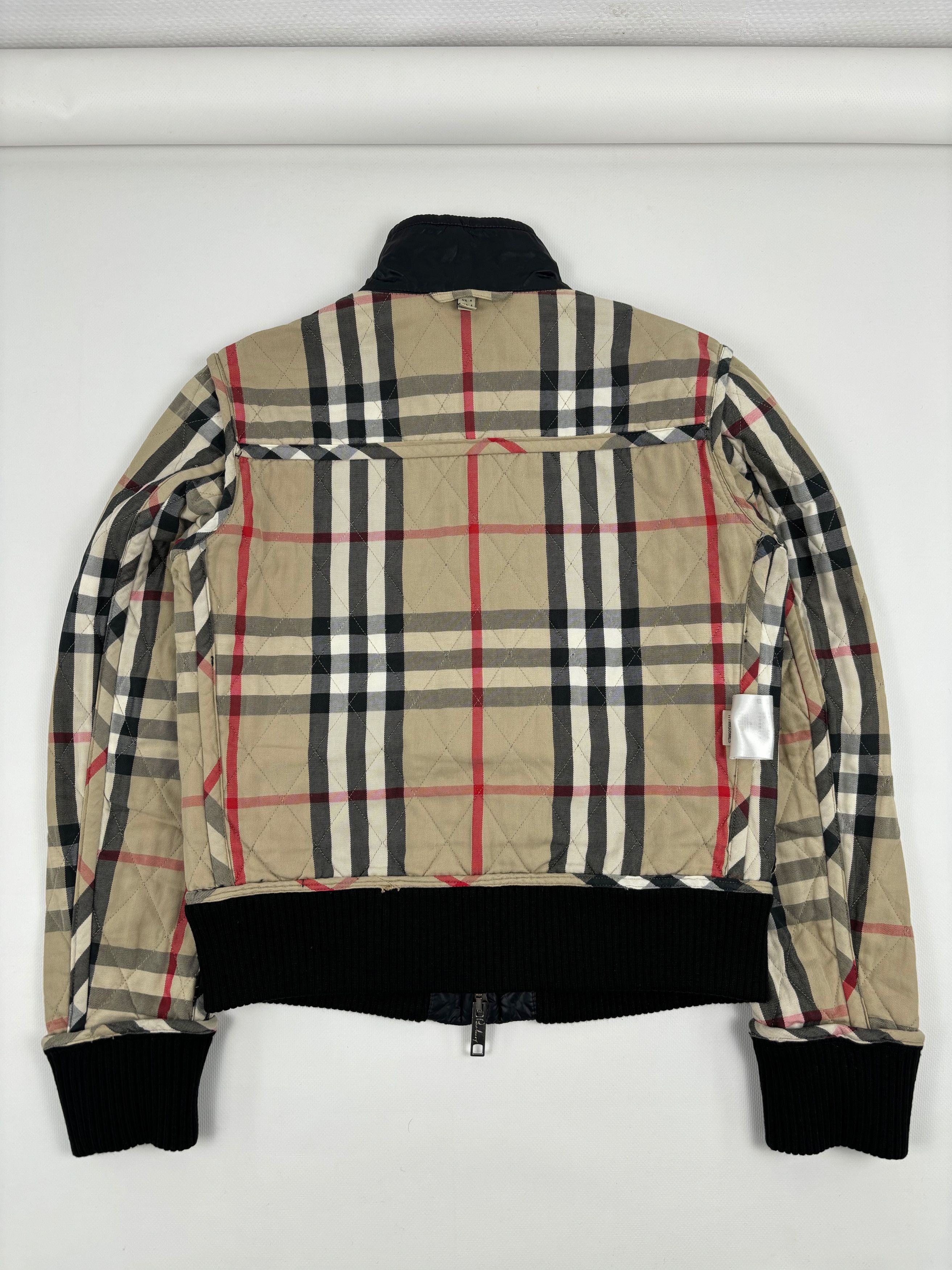 Burberry London Nova Check Biker Ribbed Cuffs Quilted Jacket Full-Zip Bomber Size M / US 6-8 / IT 42-44 - 4 Thumbnail