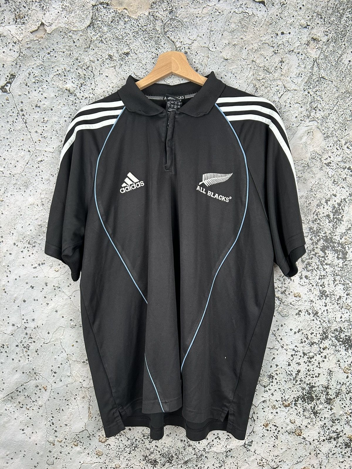Adidas Vintage Adidas All Black Rugby New Zealand Jersey Hype Rare Size US M / EU 48-50 / 2 - 1 Thumbnail