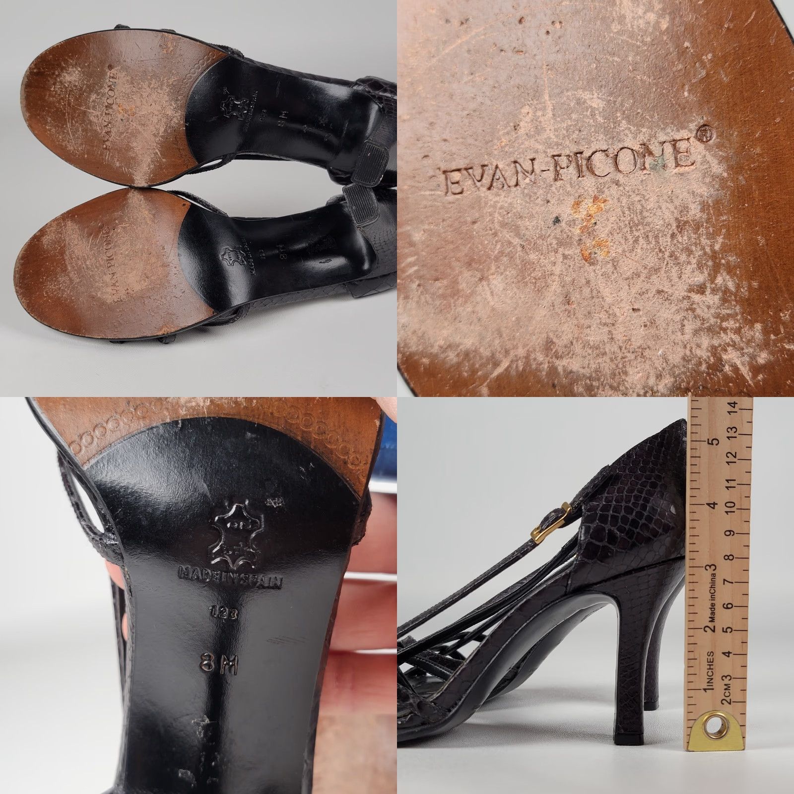 Evan Picone VINTAGE Evan Picone Snakeskin Pumps Women's Size 8 Black Leather Stiletto Heel High 3-3.9in Woman Size US 8 / IT 38 - 8 Thumbnail