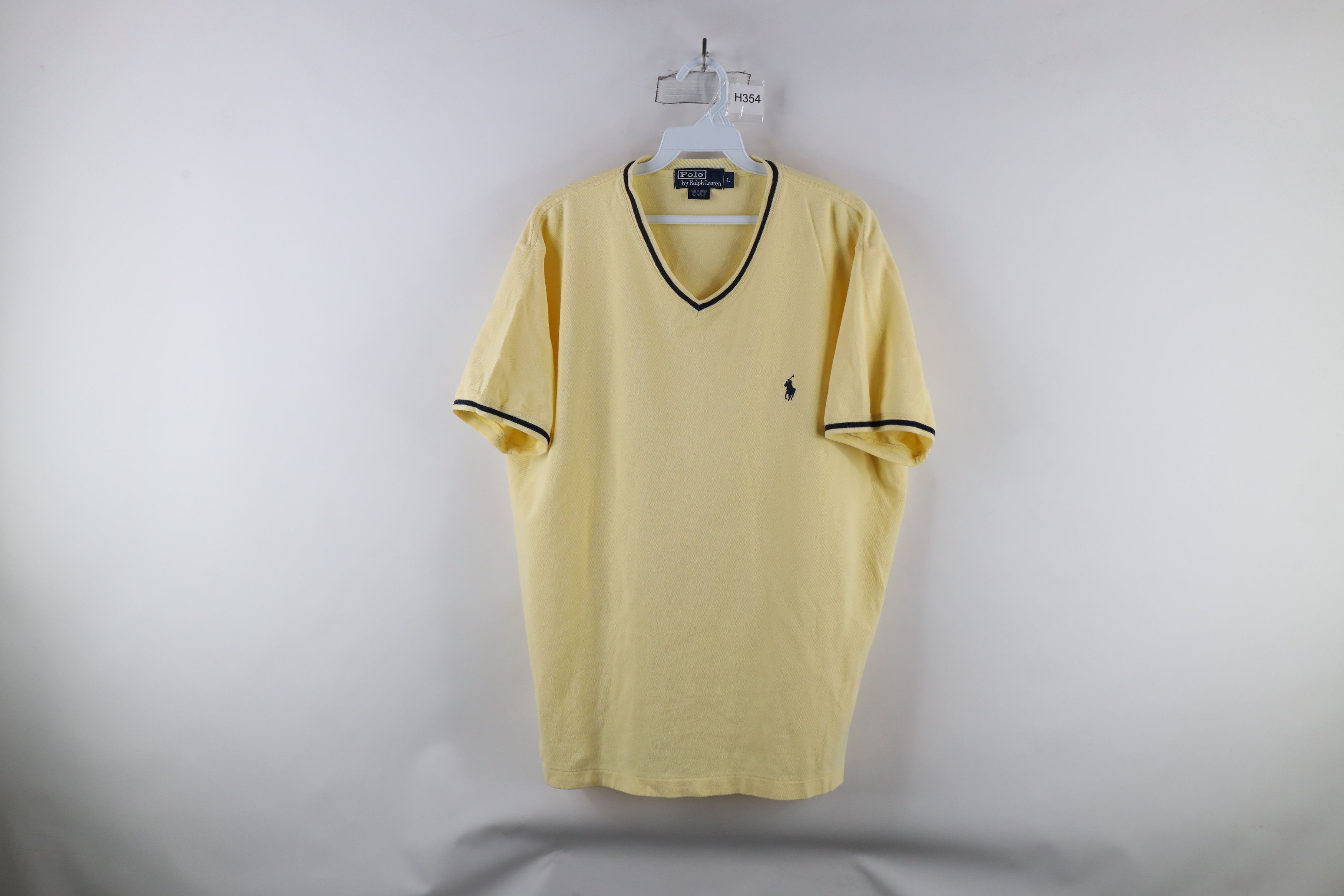 Ralph Lauren × Vintage Vintage 90s Ralph Lauren Ringer V-Neck T-Shirt Yellow Size US L / EU 52-54 / 3 - 1 Thumbnail