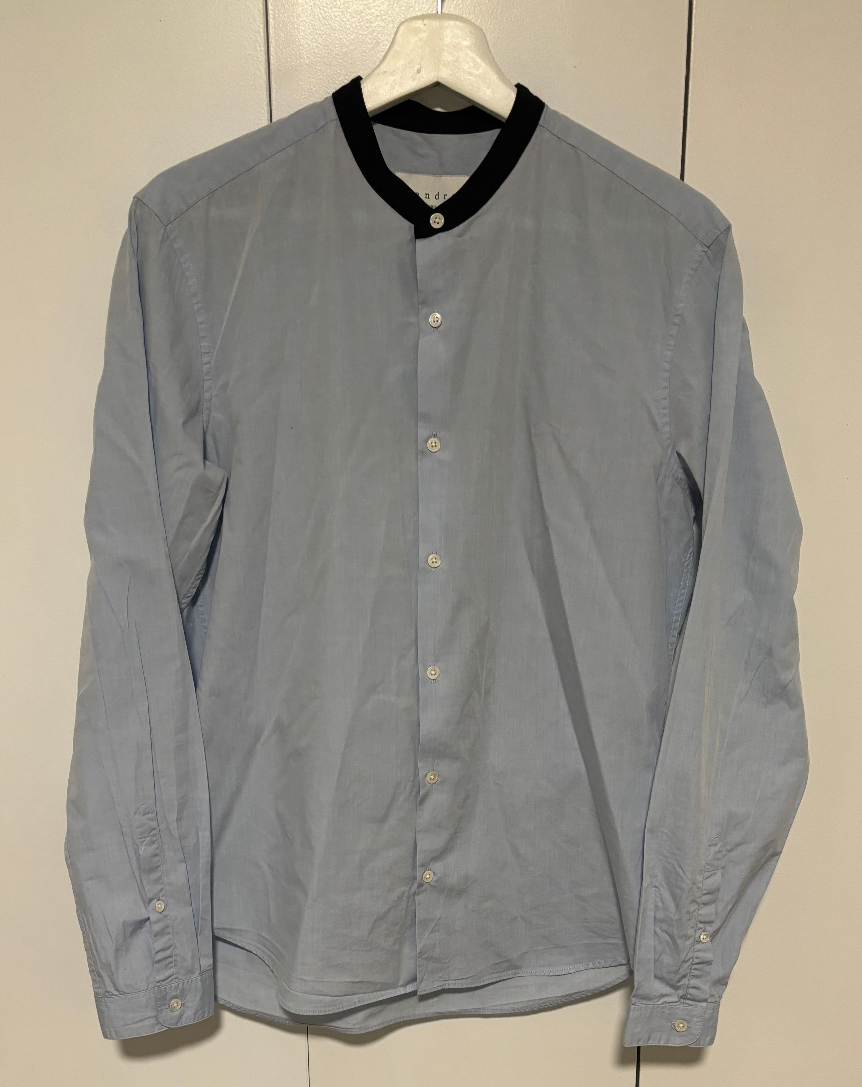 Sandro Blue Contrast Collar Button Up Shirt Size Medium Size US M / EU 48-50 / 2 - 1 Thumbnail