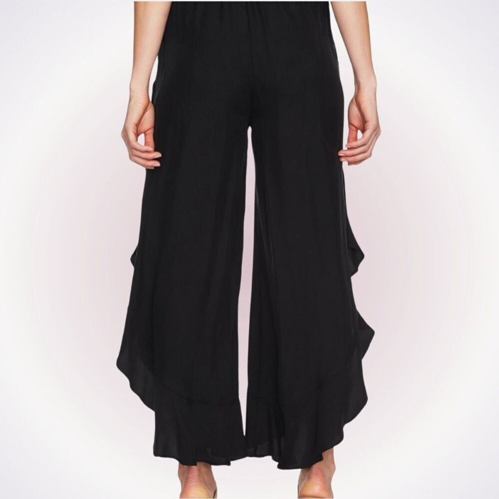 Other 1.state Black Ruffle Side Pants | Sz S Size 27" / US 4 / IT 40 - 1 Thumbnail