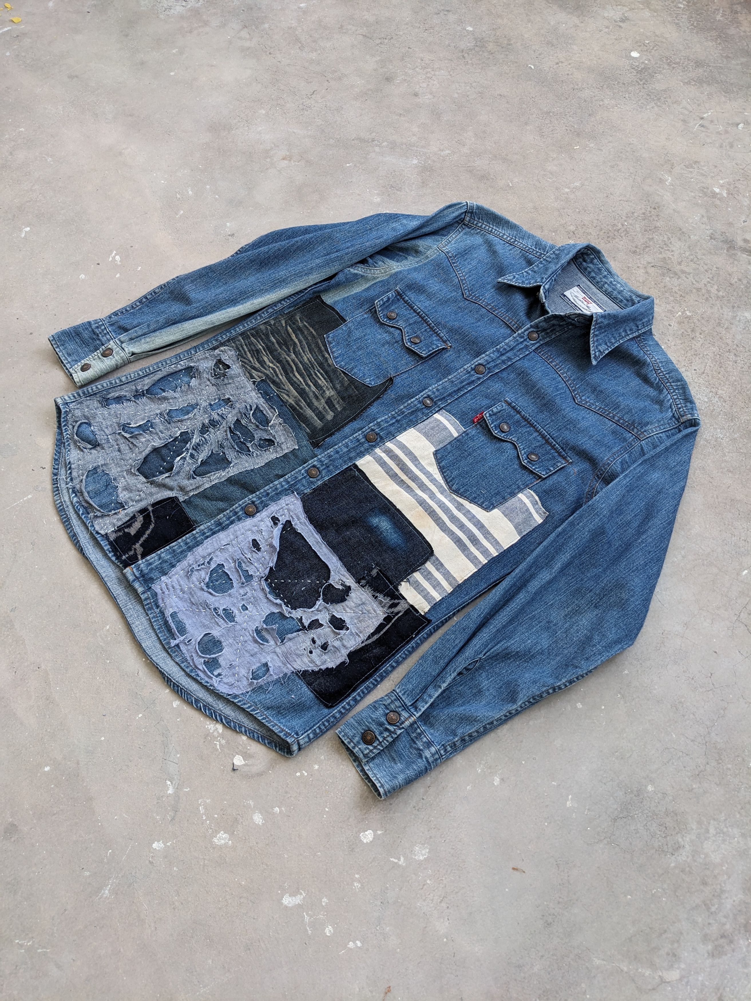 Levi's Vintage Levis Denim Shirt Boro Custom Made Size US M / EU 48-50 / 2 - 2 Thumbnail