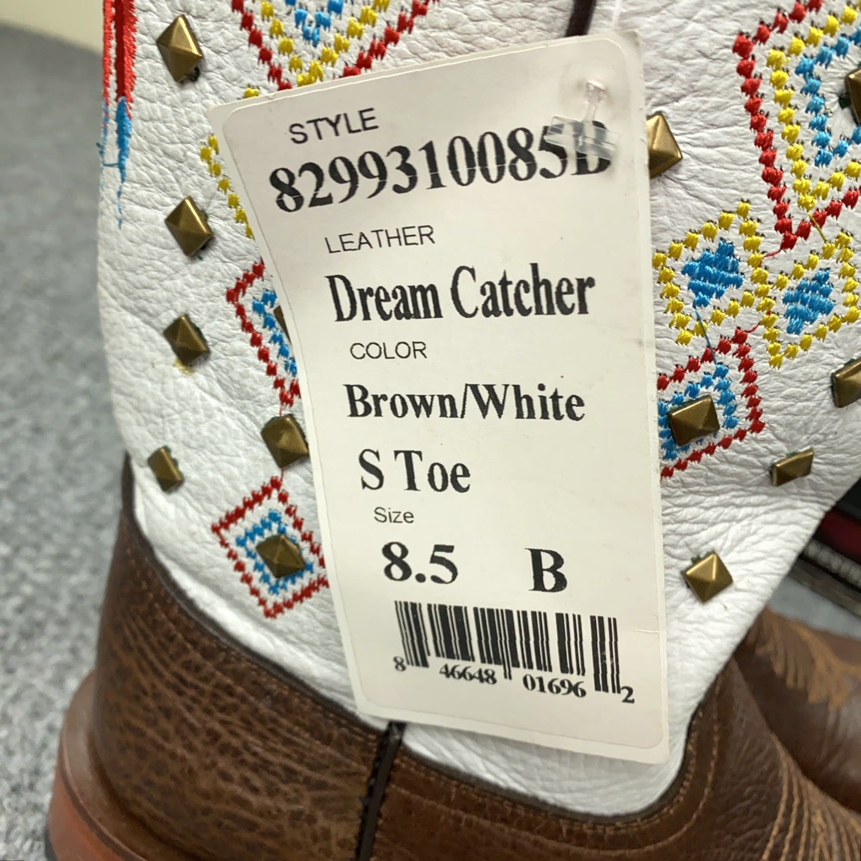 Vintage VINTAGE Ferrini Western Boots Womens Size 8.5 Leather Cowgirl Square Toe Studded Southwestern Brown and White 90s Size US 8.5 / IT 38.5 - 7 Thumbnail