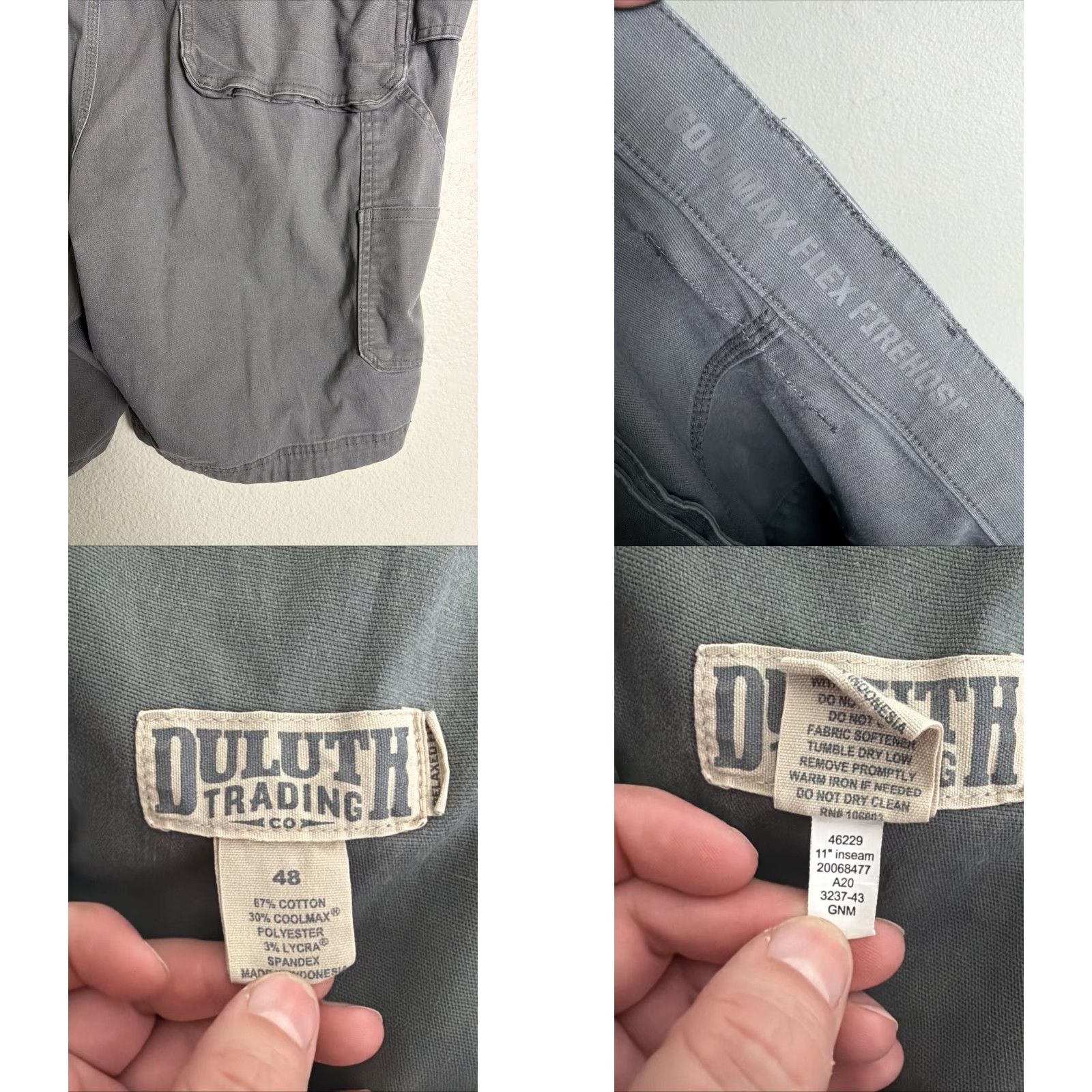Vintage DULUTH Cargo Shorts Mens 48 Gray Workwear Inseam 11 in Flat Front Flex Firehose Coolmax Utility Cargo Shorts Size US 32 / EU 48 - 9 Thumbnail