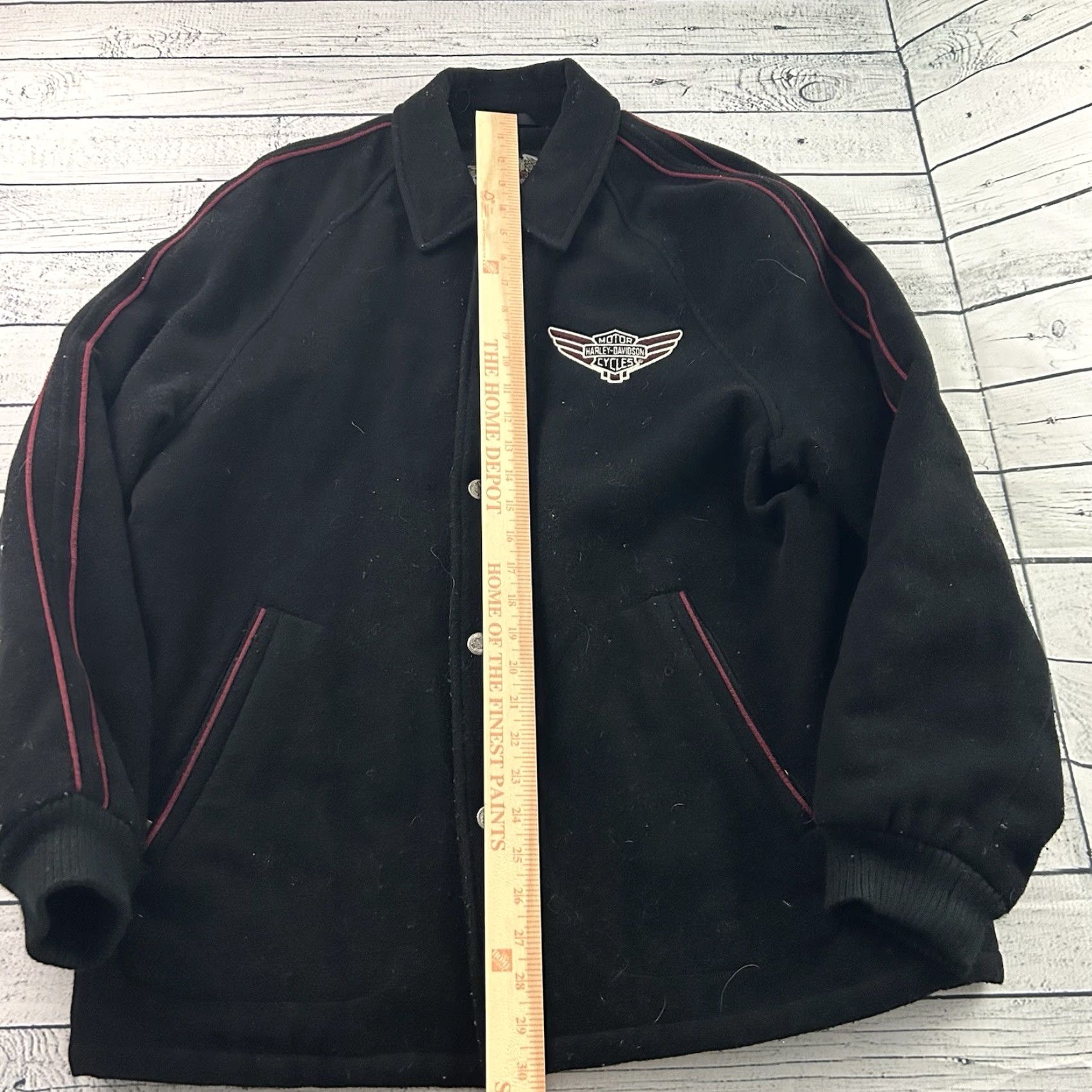 Harley Davidson VINTAGE Harley-Davidson Embroidered Wool Jacket Mens M Black Size US M / EU 48-50 / 2 - 5 Thumbnail