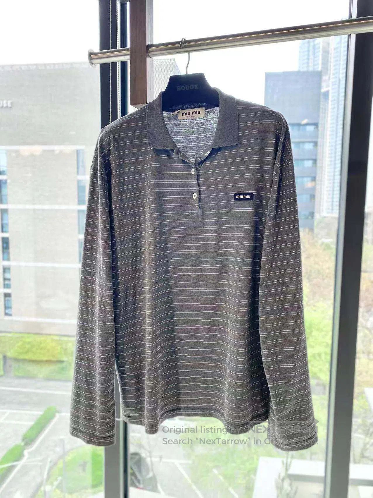 Miu Miu Miu Miu 24ss chest logo monogram print striped long sleeve Size S / US 4 / IT 40 - 2 Thumbnail