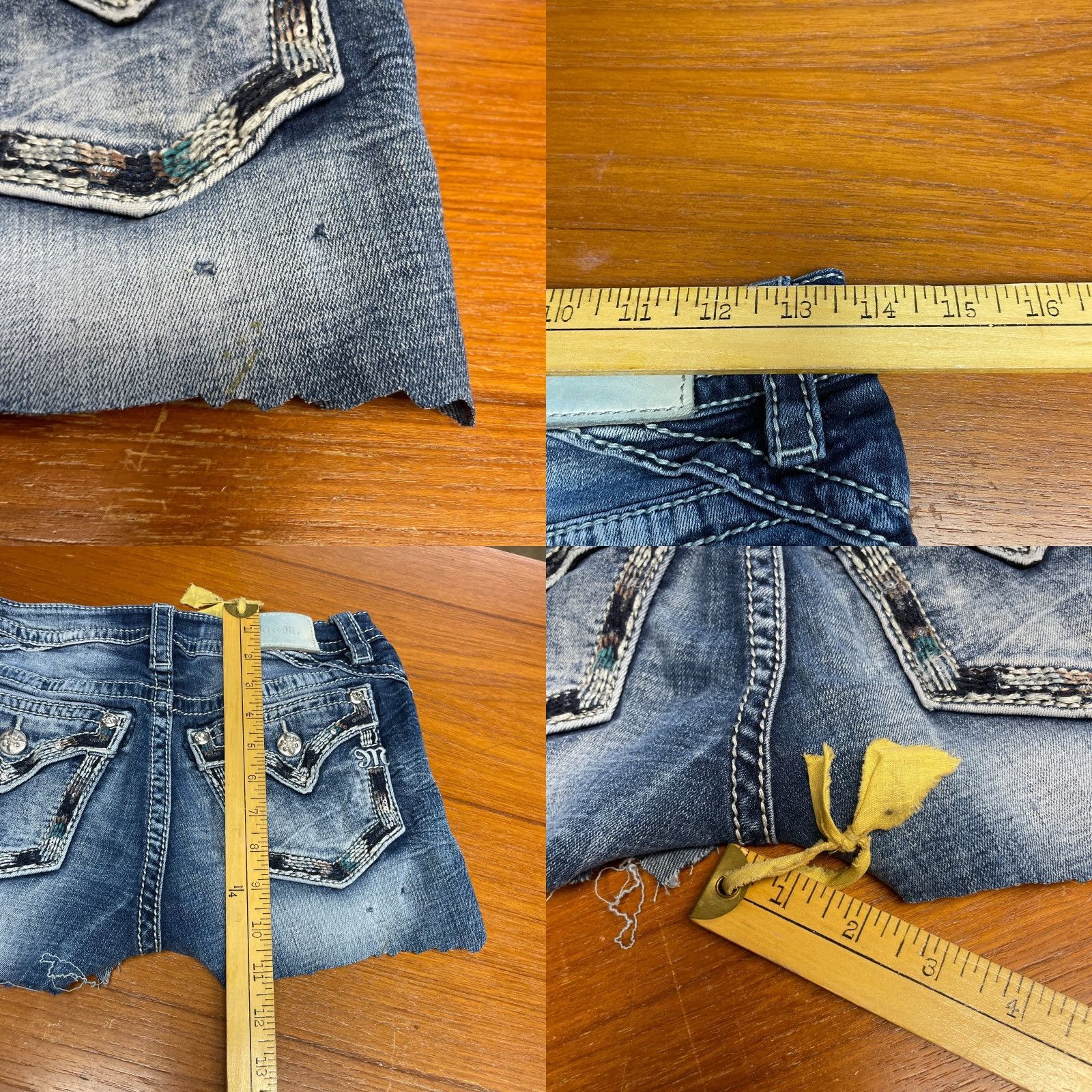 Miss Me Miss Me Shorts Women 26 Blue Denim Jean Jorts Medium Wash Cuff Off Bling Sequin Shorts Casual 5-Pocket Design Western 26 Women Mens Girls Size 26" / US 2 / IT 38 - 8 Thumbnail