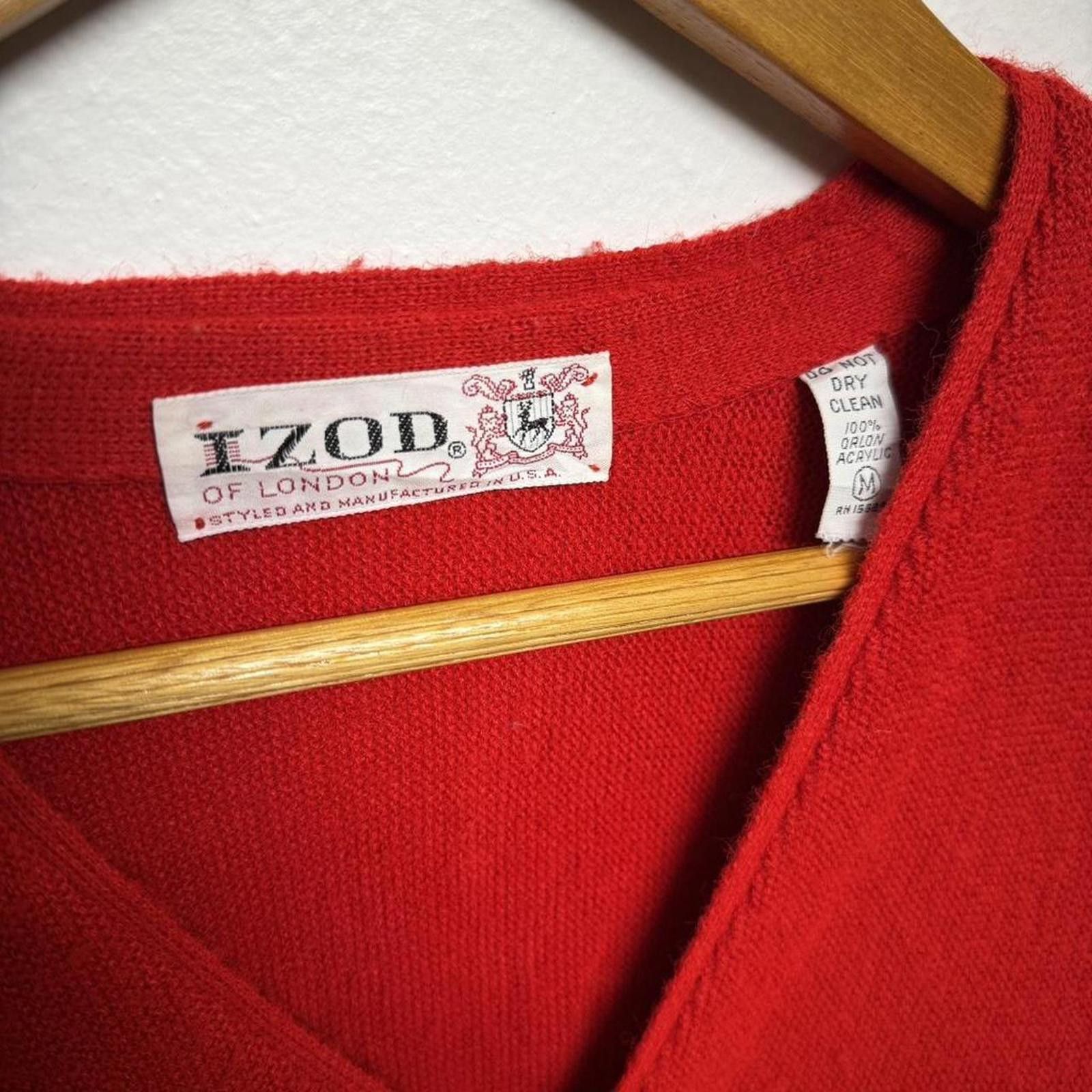 Izod 1970s Lacoste IZOD knit cardigan sweater, blue croc, M/L Size US L / EU 52-54 / 3 - 4 Thumbnail