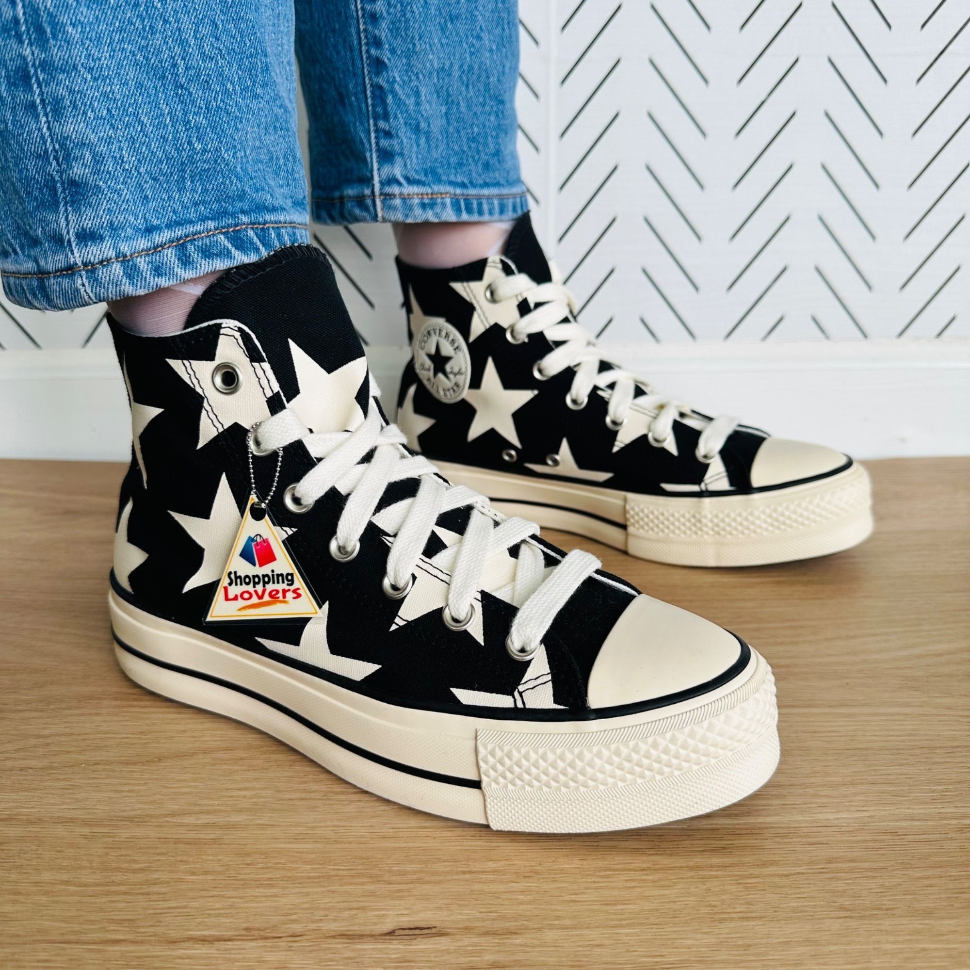 Converse ⭐Converse Chuck Taylor All Star Lift Platform Hi Large Stars Size US 7 / IT 37 - 3 Thumbnail