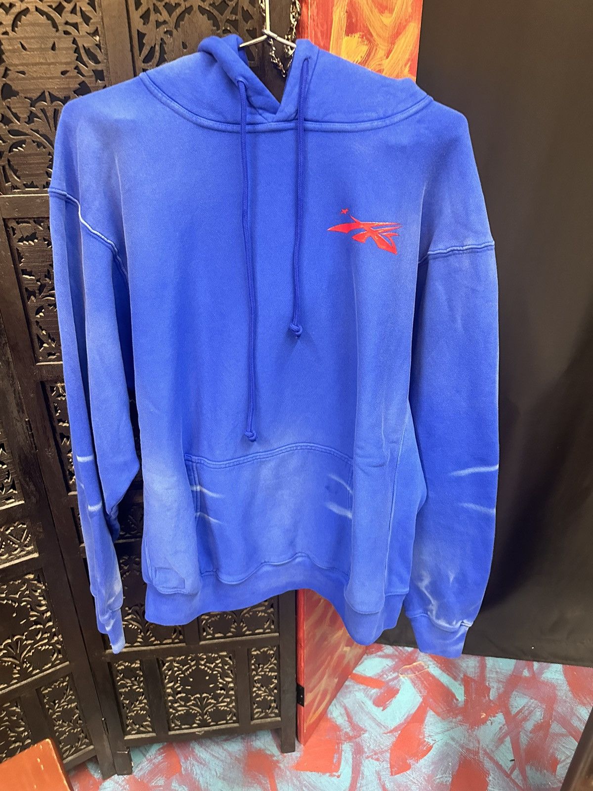 image of Hellstar Season 10 Gel Print Hoodie in Blue, Men's (Size Large)
