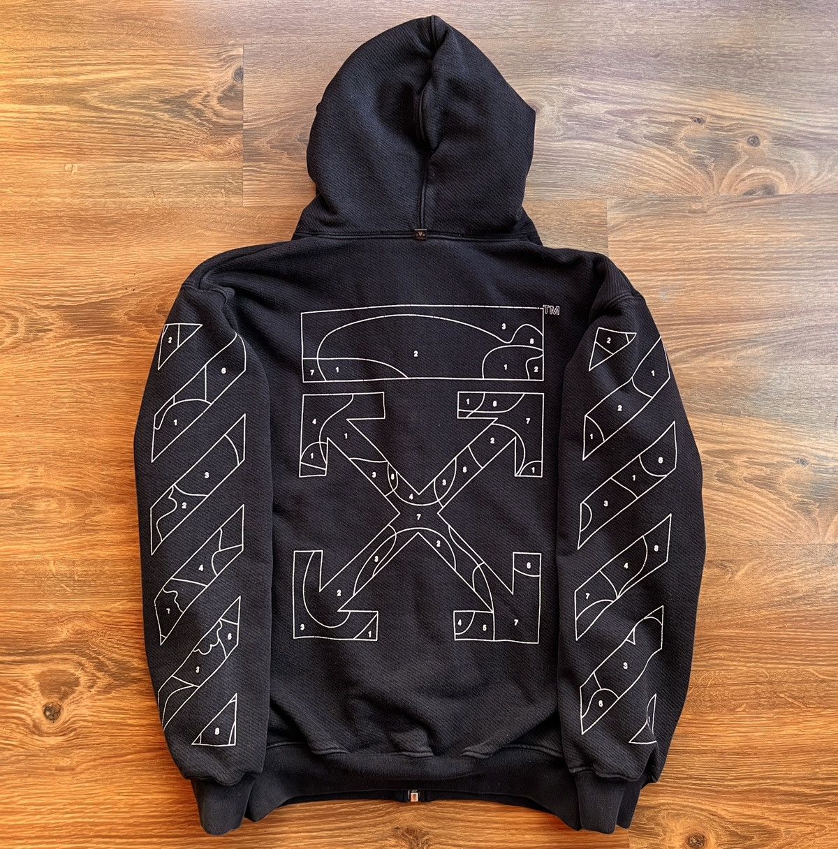 Off-White Rare Off White Numbered Puzzle Arrows Zipped Hoodie (Black) Size US S / EU 44-46 / 1 - 2 Thumbnail