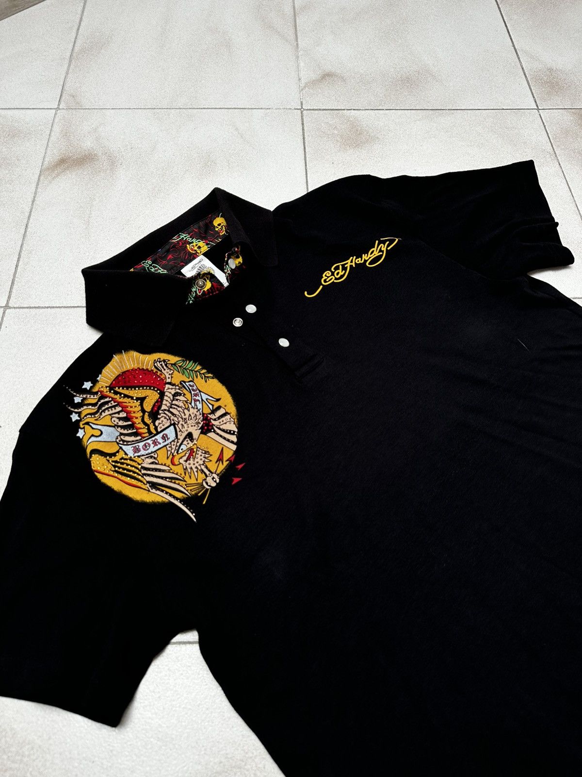 Christian Audigier × Ed Hardy × Japanese Brand Ed Hardy Vintage Tattoo Graphic Polo Shirt Size US L / EU 52-54 / 3 - 2 Thumbnail