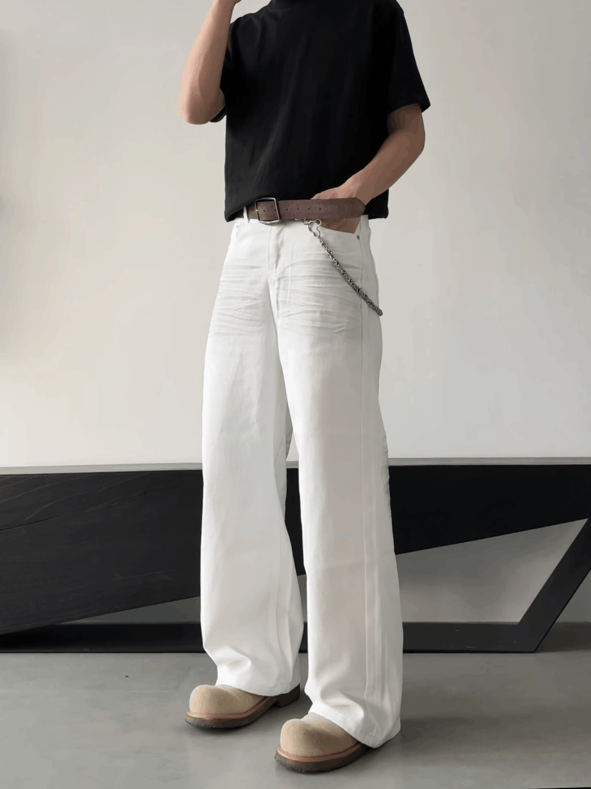 Vintage White Loose Wide Straight Leg Jeans Size US 30 / EU 46 - 1 Thumbnail