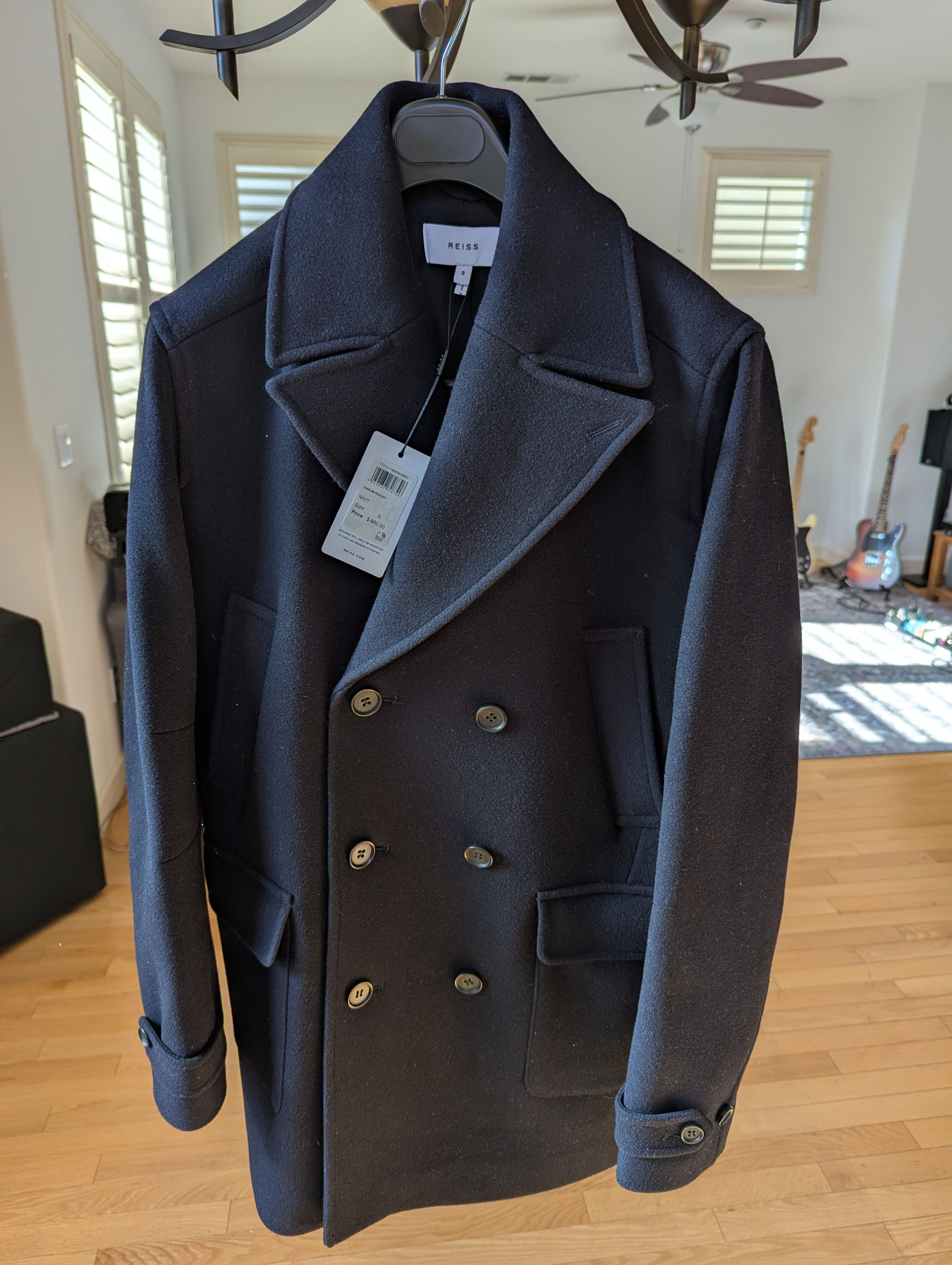 Reiss Reiss NWT Men's Navy Longline Peacoat Size US S / EU 44-46 / 1 - 1 Thumbnail