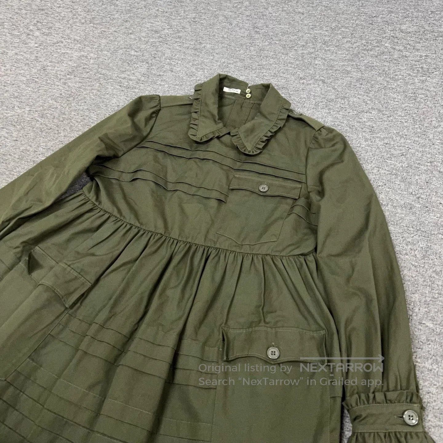 Miu Miu Miu Miu Doll Collar Army Green Dress. Size M / US 6-8 / IT 42-44 - 2 Thumbnail
