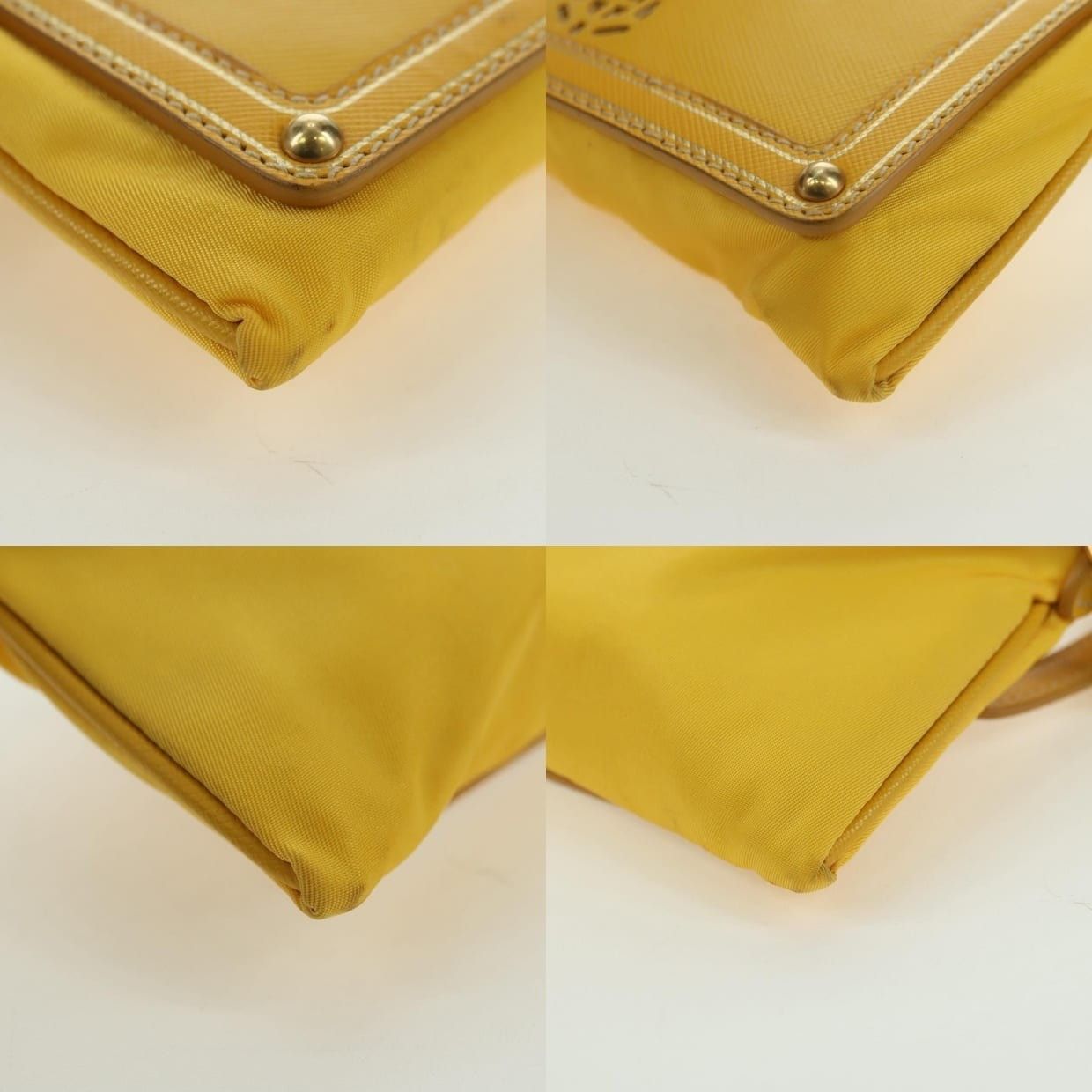 Prada Prada Nylon Leather Chain Shoulder Bag Yellow Gold Size ONE SIZE - 13 Thumbnail