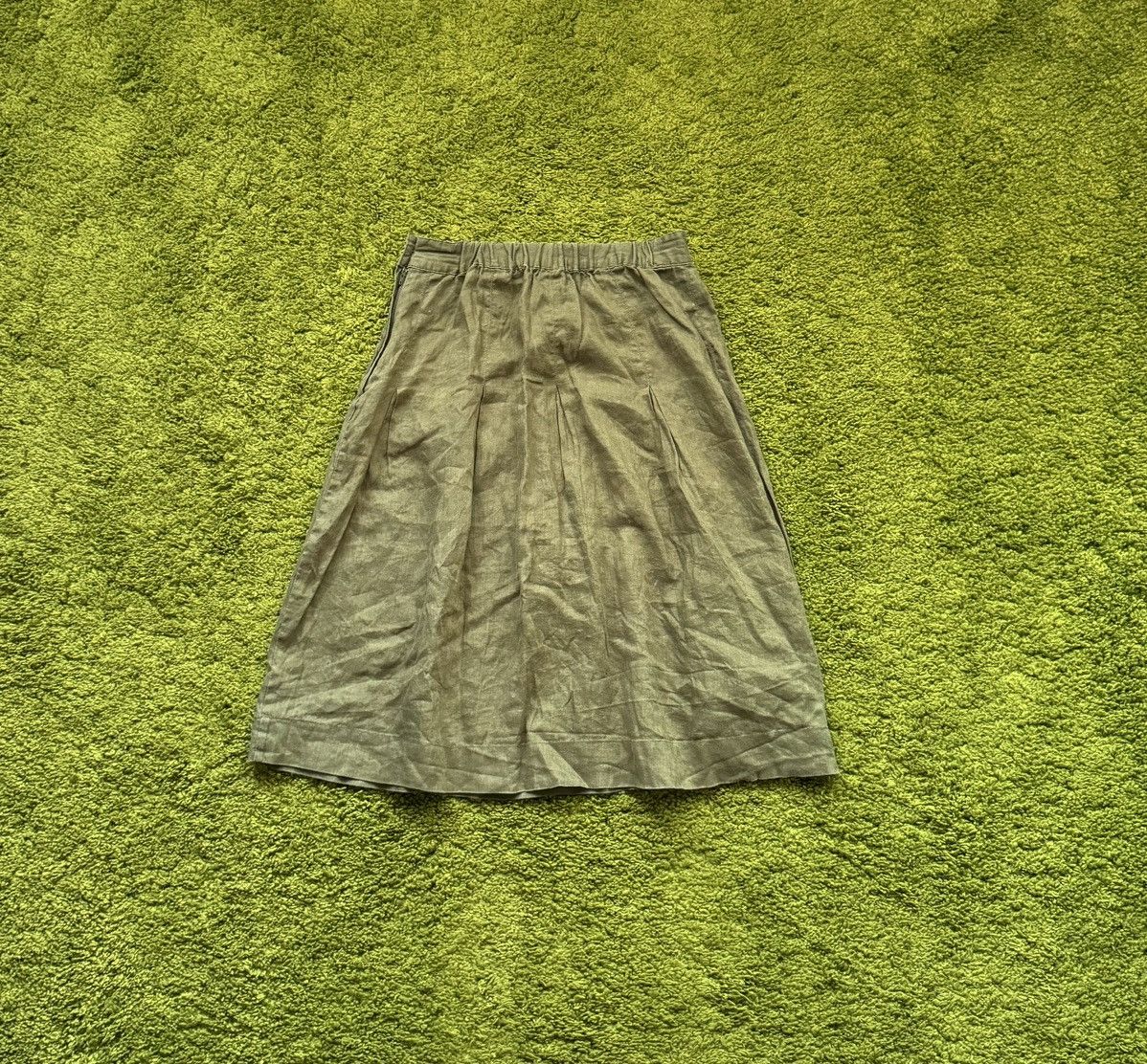 Designer Gudrun Sjoden 100% linen khaki skirt Size 26" / US 2 / IT 38 - 2 Thumbnail