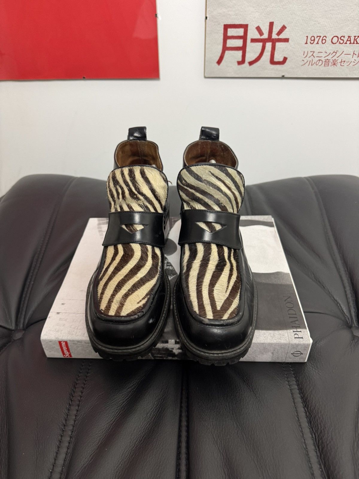 Leather Rare Vintage 90s Avant Garde Platform Zebra Boots Loafers Size US 7 / EU 40 - 2 Thumbnail
