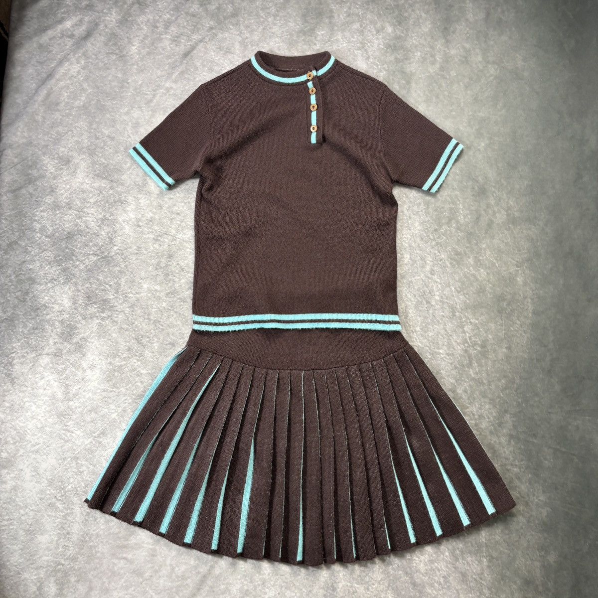 Vintage 1970s Vintage Skirt & Top Two Piece Suit Matching Set Cheer Size 28" / US 6 / IT 42 - 12 Thumbnail