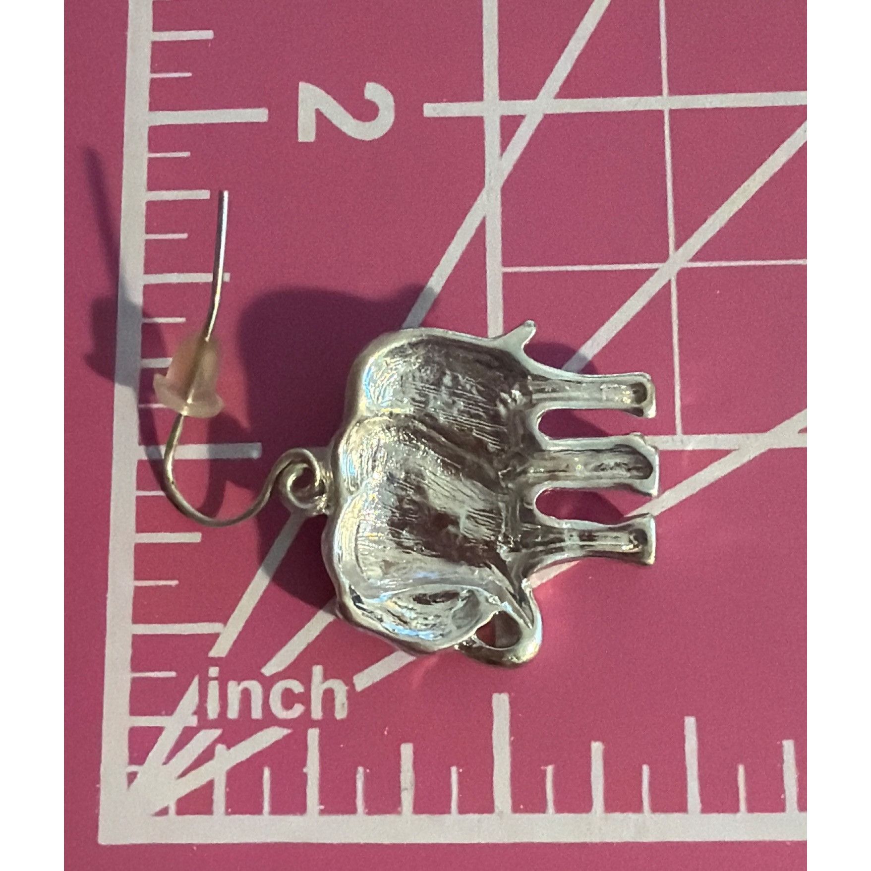 Other Silver Tone Black Enamel Elephant Dangle Earrings Hooks Trun Size ONE SIZE - 3 Thumbnail