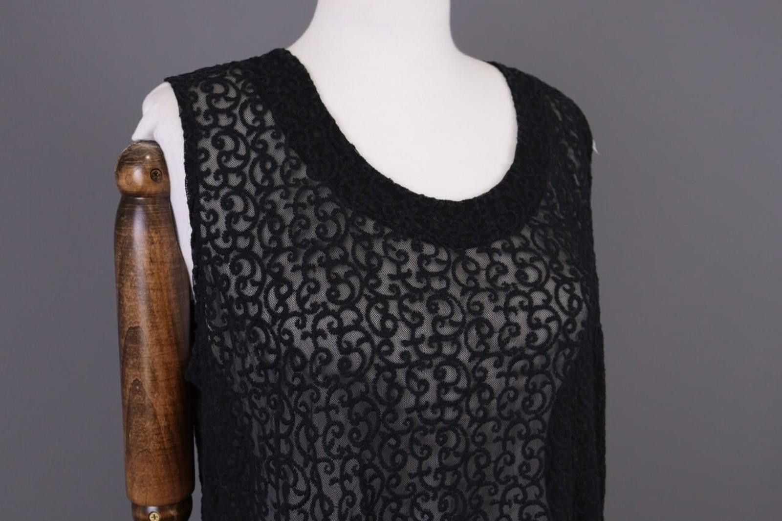 Designer Sarah Santos Black Mesh Sleveless Top Blouse Size S Size S / US 4 / IT 40 - 5 Thumbnail