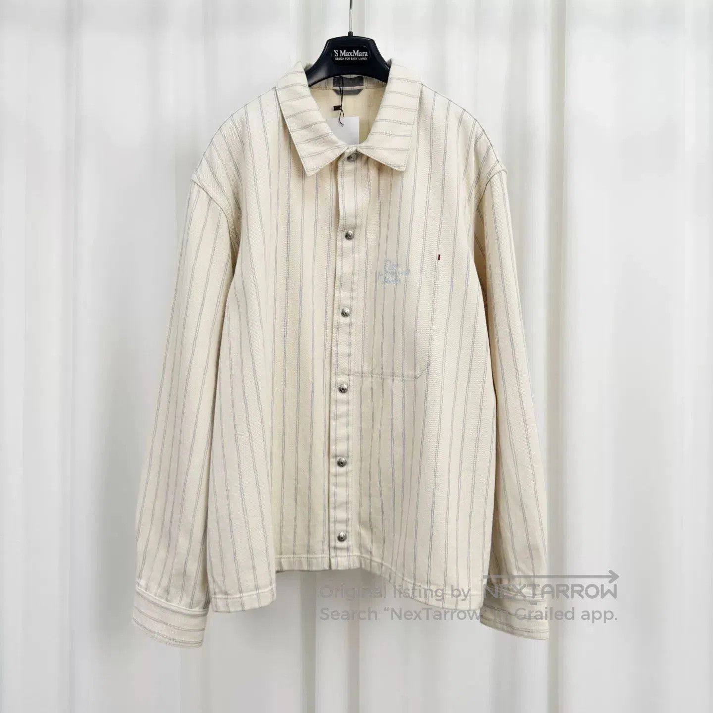 dior striped denim jacket in off-white.
