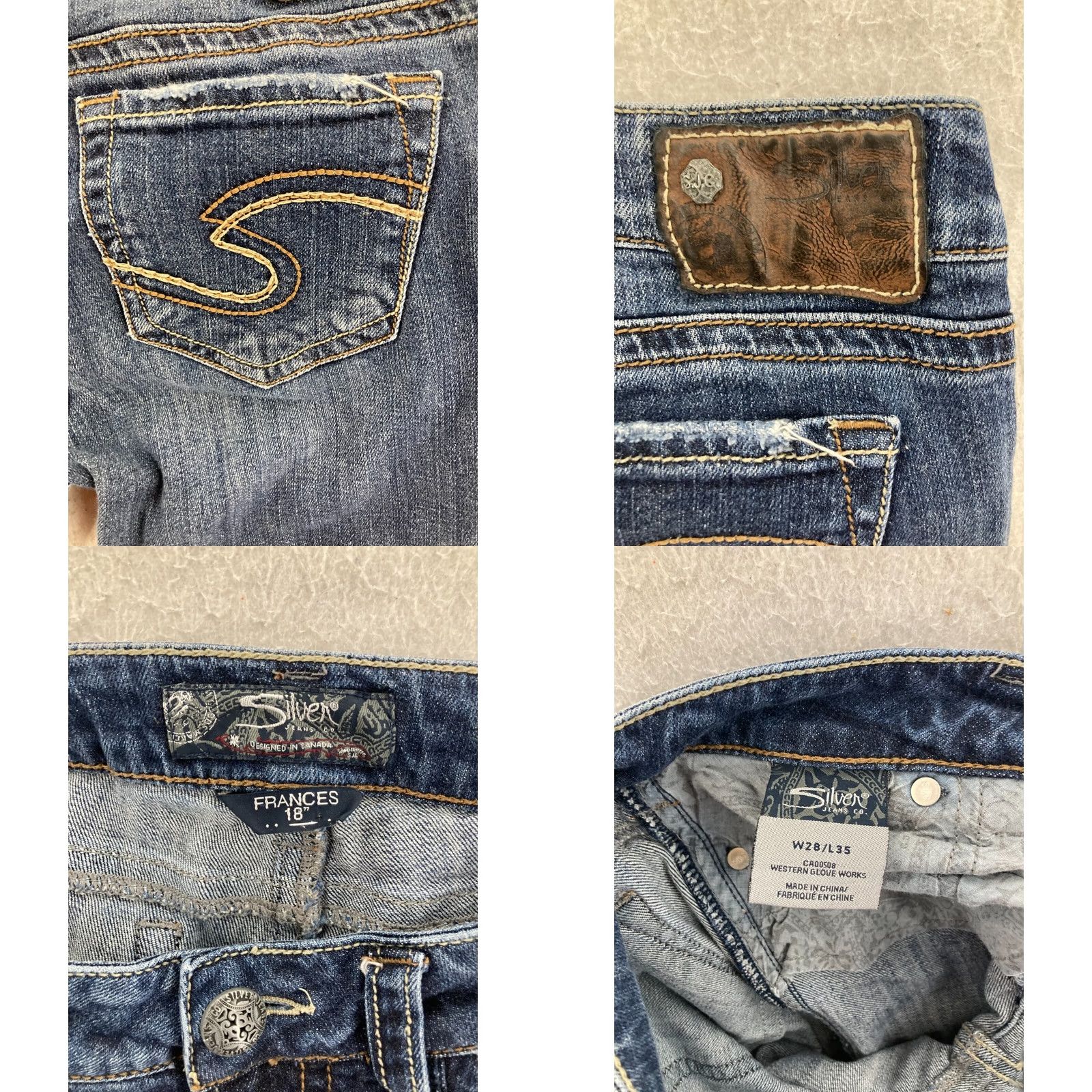 Silver Jeans Co. Silver Jeans Frances Womens 5 Pocket Denim Jeans Blue Stretch Accents Stitching Flared Size 18 Regular Inseam See Photos Vintage No Size 40" / US 18 - 8 Thumbnail