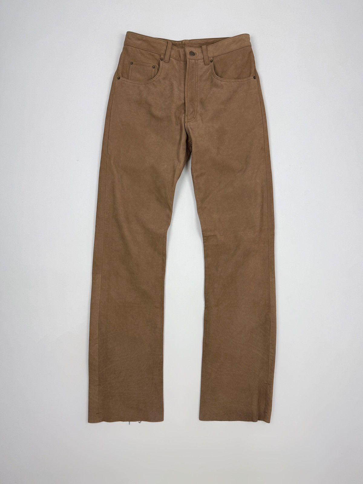 Vintage 1990’s Vintage Ricano Brown Leather Biker Rider Pants 30X32 Size US 30 / EU 46 - 3 Thumbnail