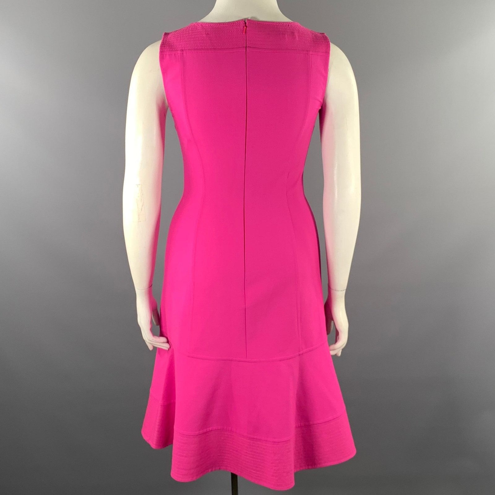 Oscar De La Renta OSCAR DE LA RENTA Pink Fuchsia Wool Sleeveless Dress Sz 8 Size M / US 6-8 / IT 42-44 - 3 Thumbnail