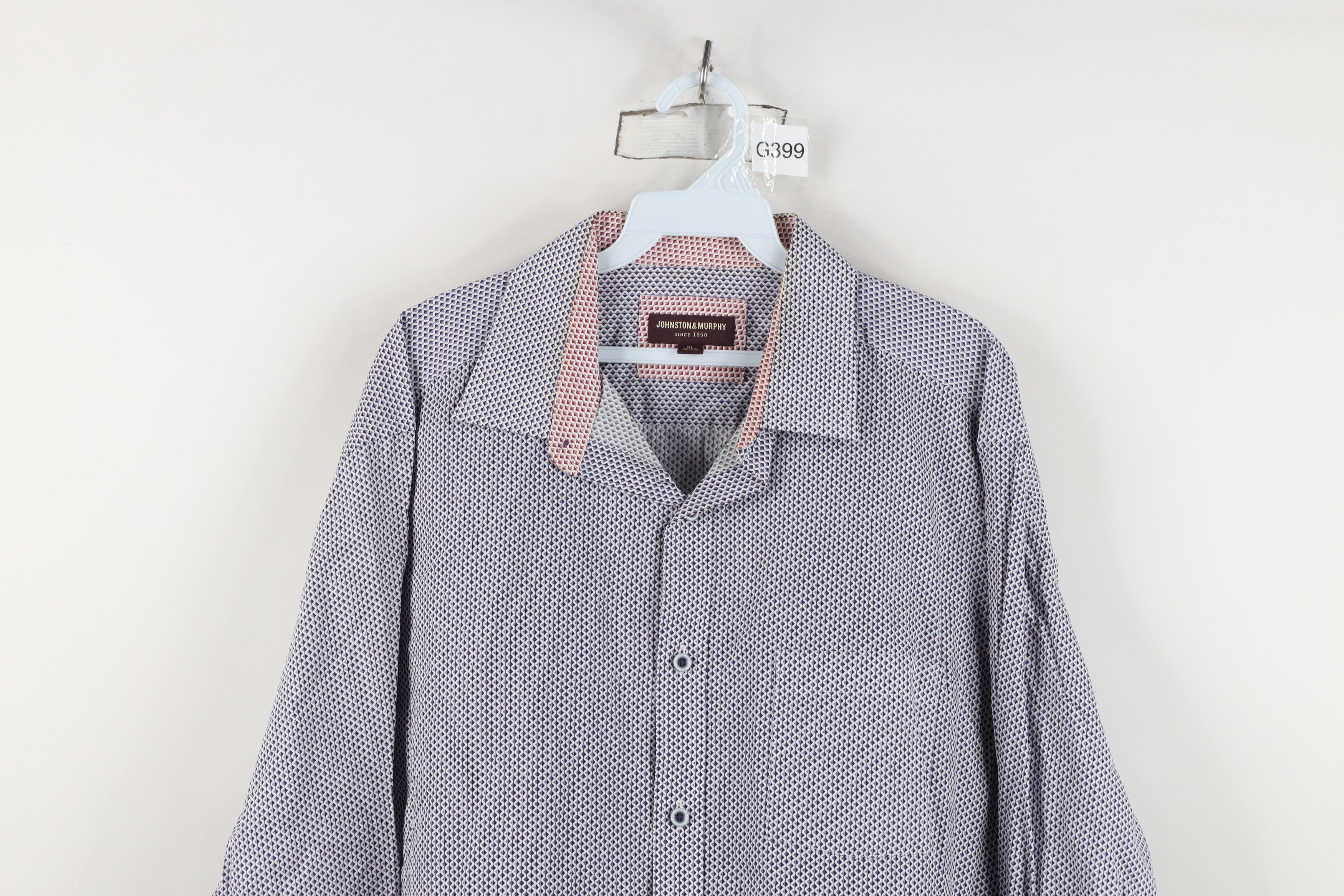 Johnston & Murphy Johnston & Murphy Geometric Collared Button Shirt Cotton Size US XL / EU 56 / 4 - 2 Thumbnail