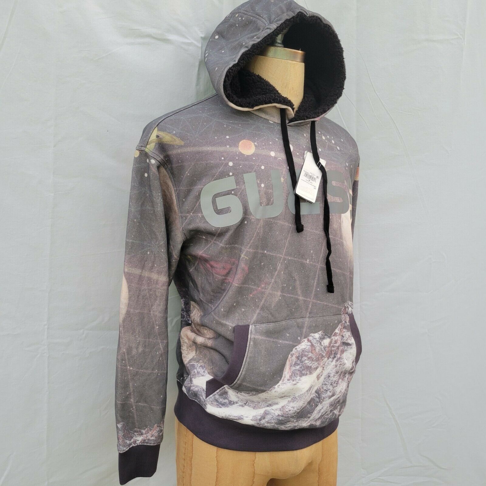 Guess Men's Guess Coated Waxy Logo Hoodie. Medium Size US M / EU 48-50 / 2 - 2 Thumbnail