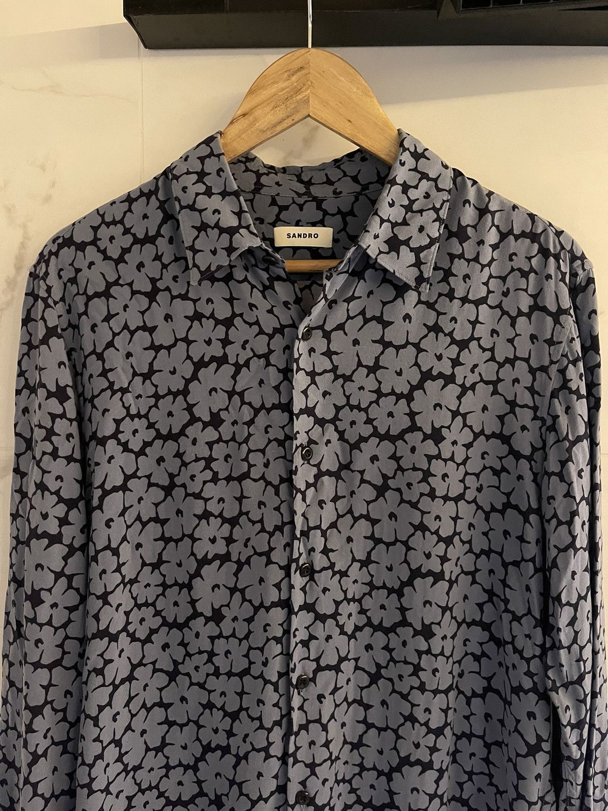 Sandro Sandro Paris Flowers print grey viscose shirt button up Size US M / EU 48-50 / 2 - 4 Thumbnail