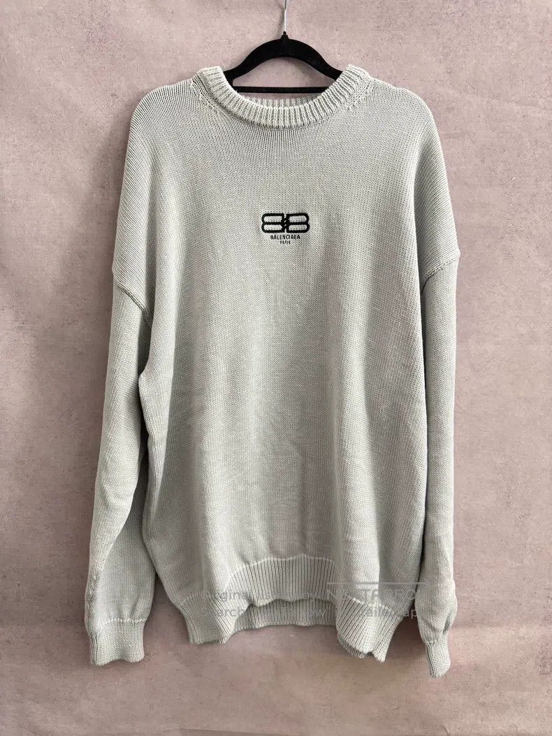 Balenciaga Balenciaga Grey Embroidered Logo Round Neck Long Sleeve Pu Size US XS / EU 42 / 0 - 1 Thumbnail