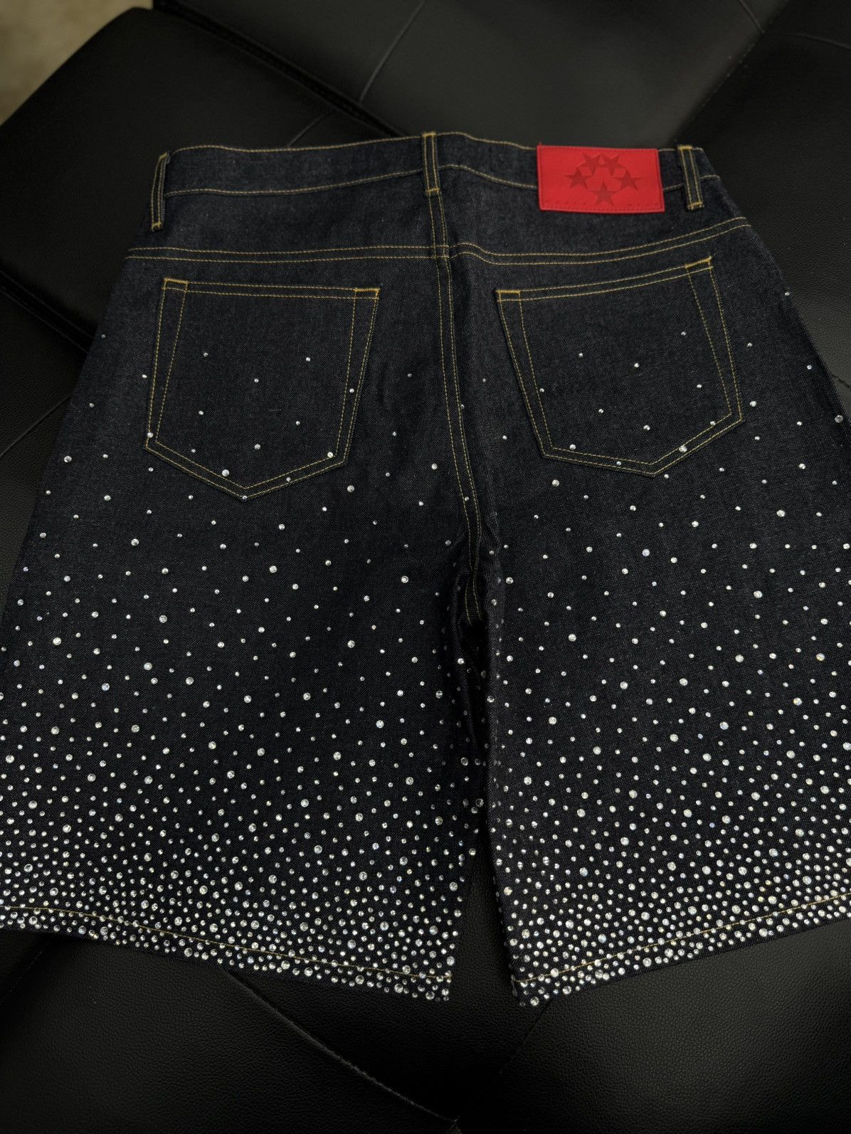 Sp5der Sp5der Rhinestone Crystal Jean Shorts Size (30) NEW Size US 30 / EU 46 - 5 Thumbnail