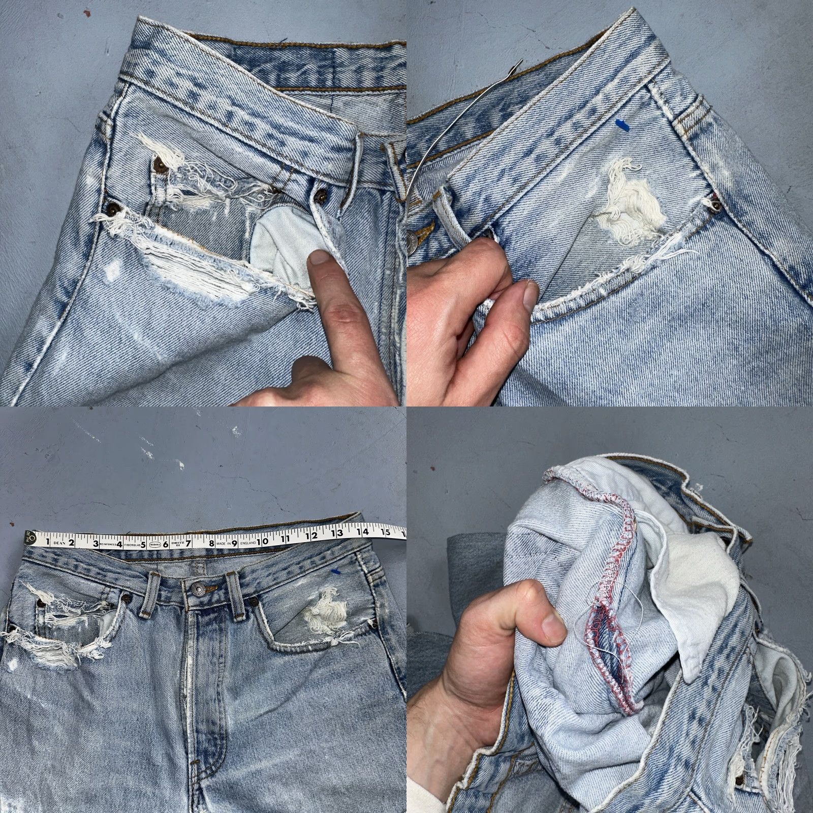 Levi's VINTAGE Levi's 501 Jeans 32x30 Blue Denim Cotton Regular Men 90s Straight 80s Light Wash Classic 28x30 Thrashed Style: Straight Size US 32 / EU 48 - 8 Thumbnail