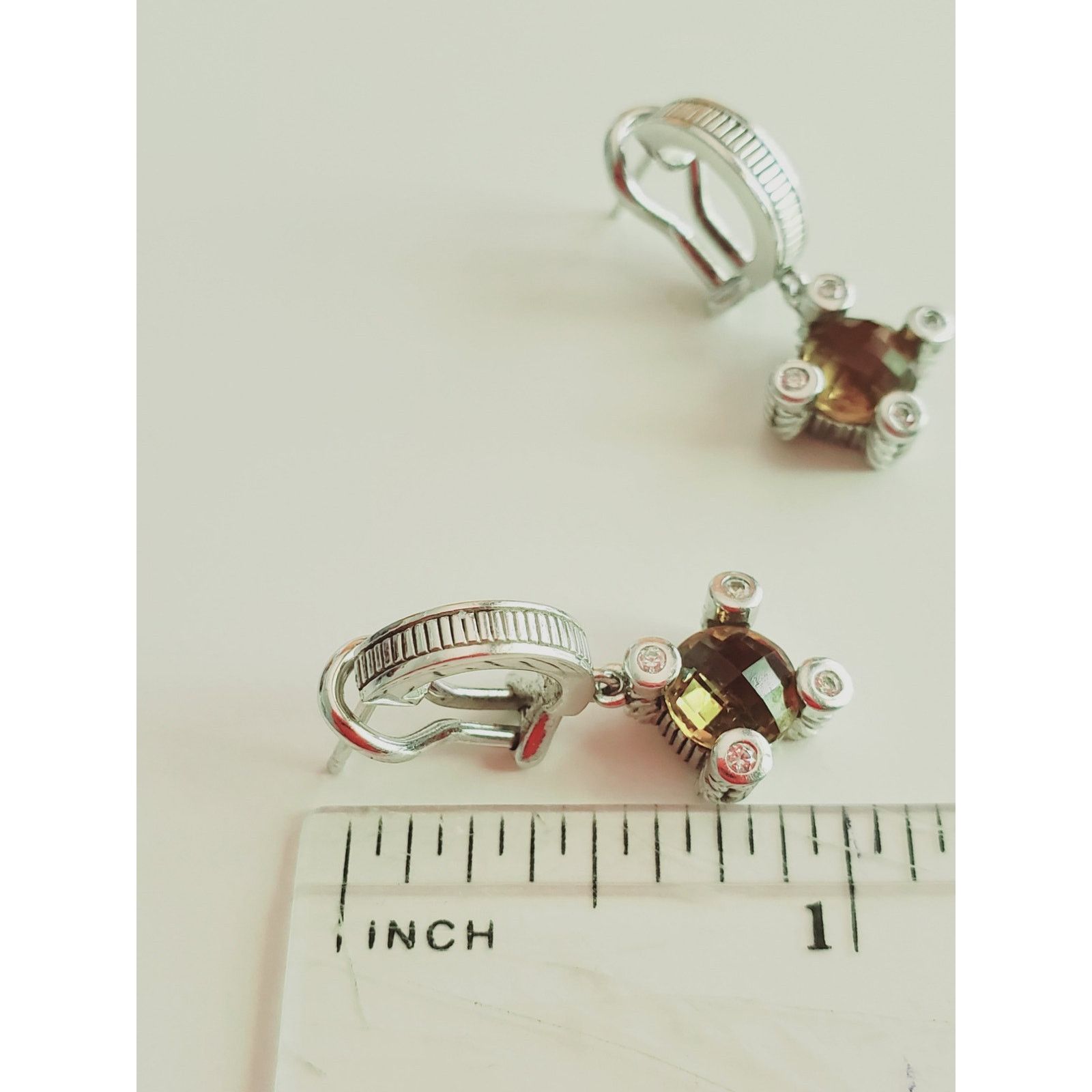 Judith Ripka Judith Ripka Sterling Silver Smoky Quartz CZ Dangle Drop Size ONE SIZE - 2 Thumbnail