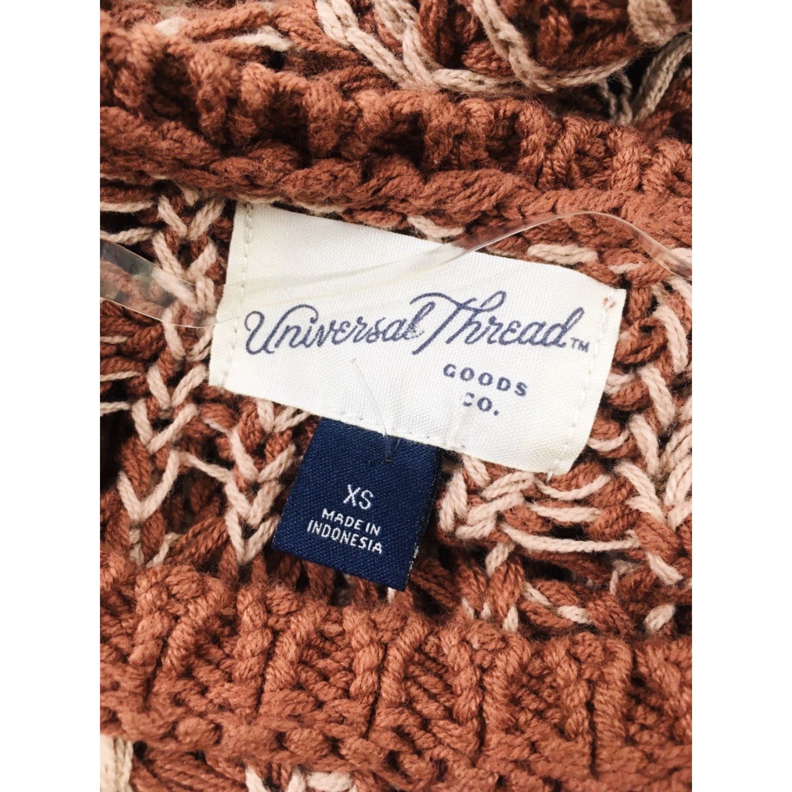Vintage VINTAGE Universal Thread Sweater XS Rust Red-Brown Cream Open Knit Long Tunic Womens Pullover Knit Open-Knit Geometric 90s Theme Size XS / US 0-2 / IT 36-38 - 3 Thumbnail