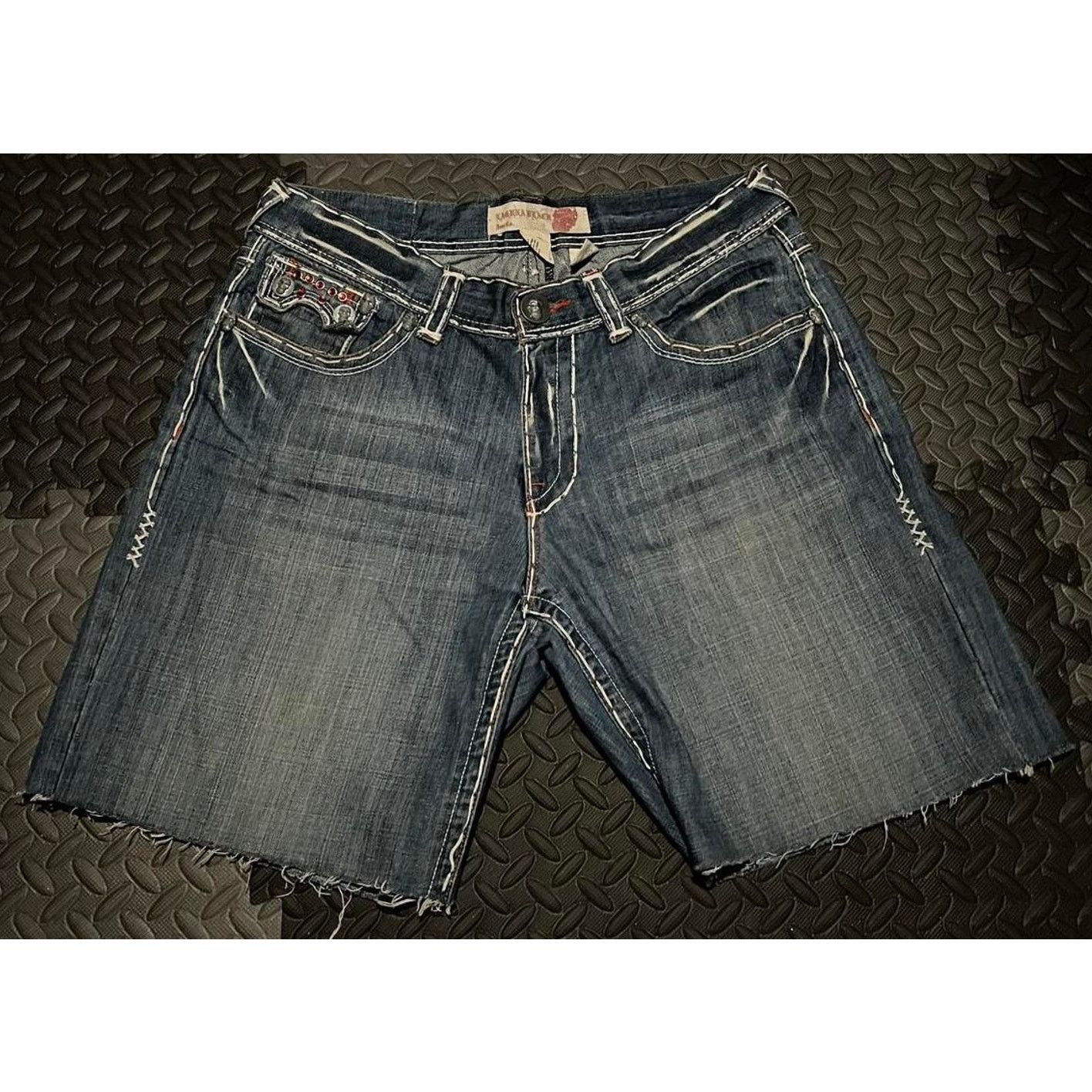 Other Baggy Vintage Laguna Beach Swarovski Hand Made Denim Shorts Size US 36 / EU 52 - 3 Thumbnail