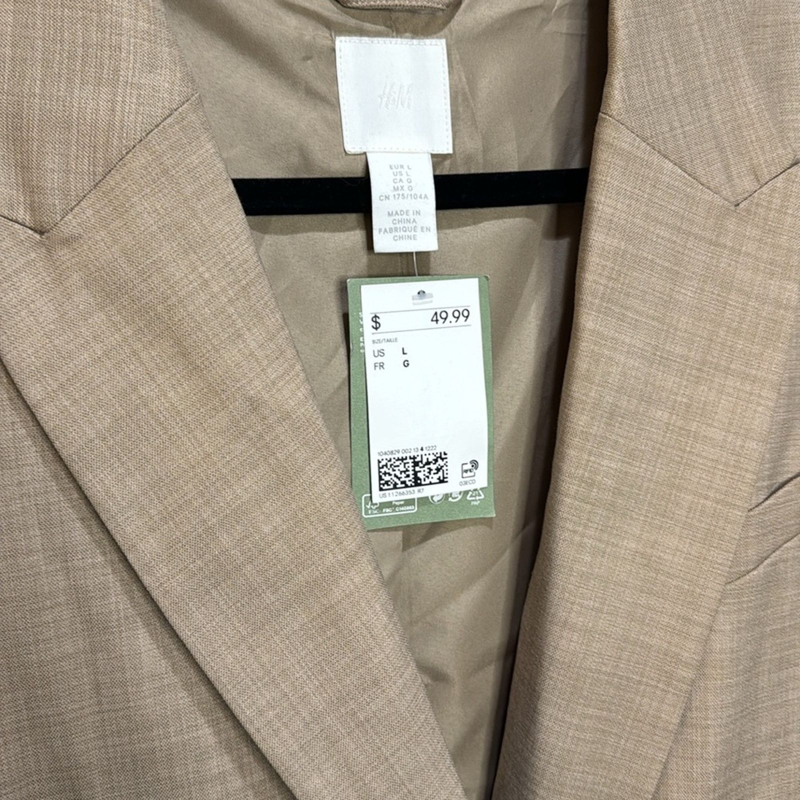 H&M H&M Men’s Double-breasted Button Blazer- Beige Size L Size US L / EU 52-54 / 3 - 3 Thumbnail