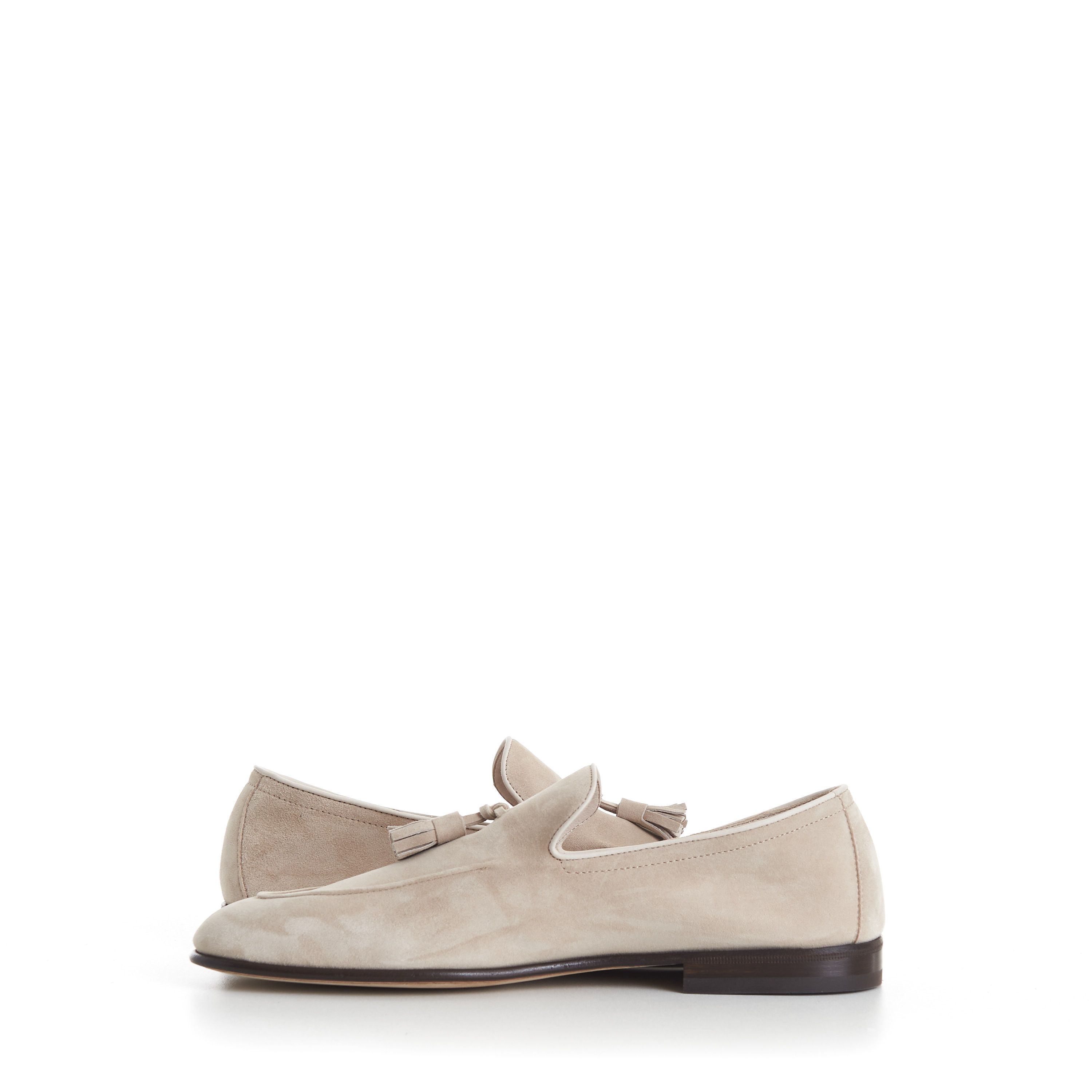 Brunello Cucinelli Sand Suede Unlined Loafers With Tassels Size US 10.5 / EU 43-44 - 9 Thumbnail