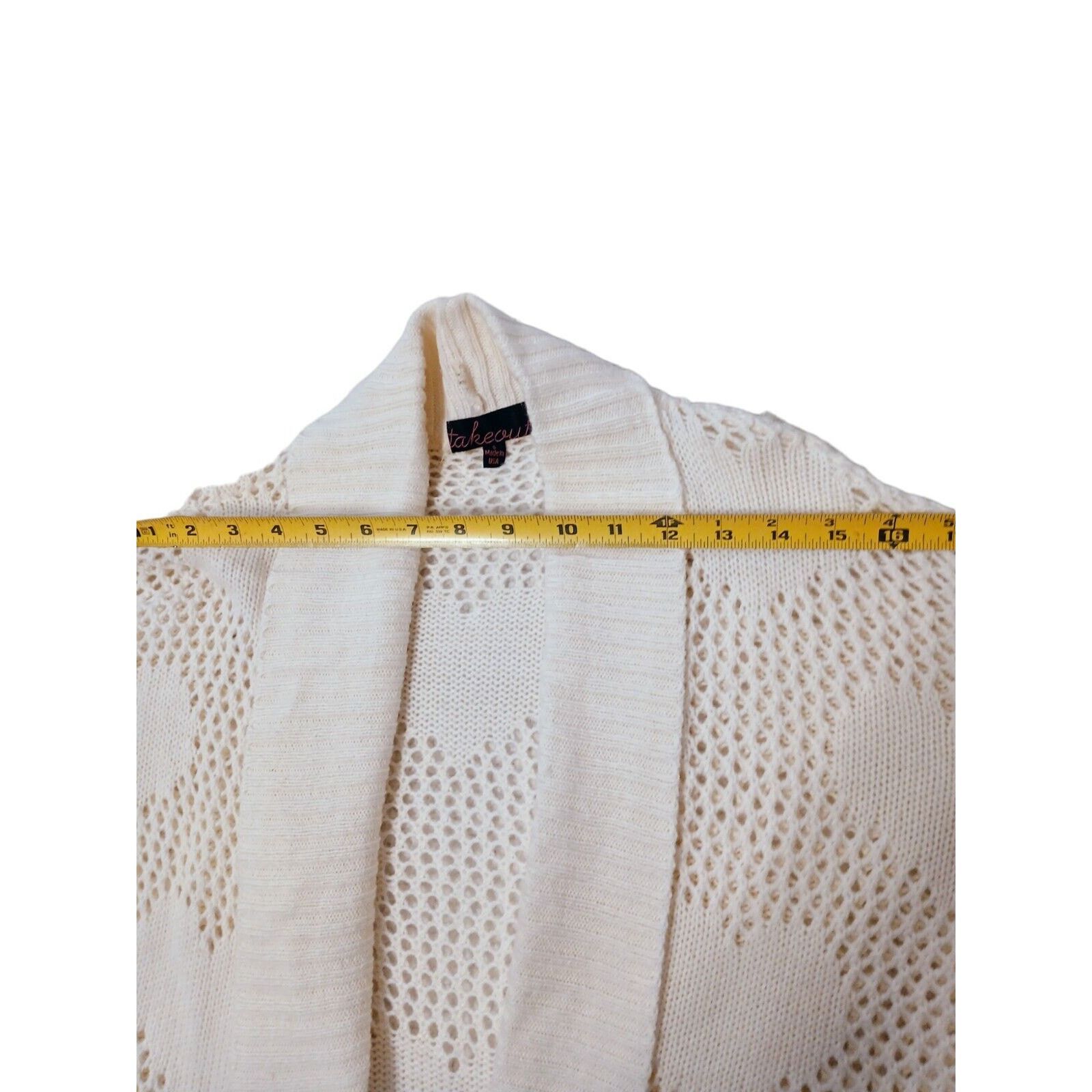 Other Takeout HEART Knit Cardigan Sz M Ivory Open Weave Bohemian Size M / US 6-8 / IT 42-44 - 19 Thumbnail